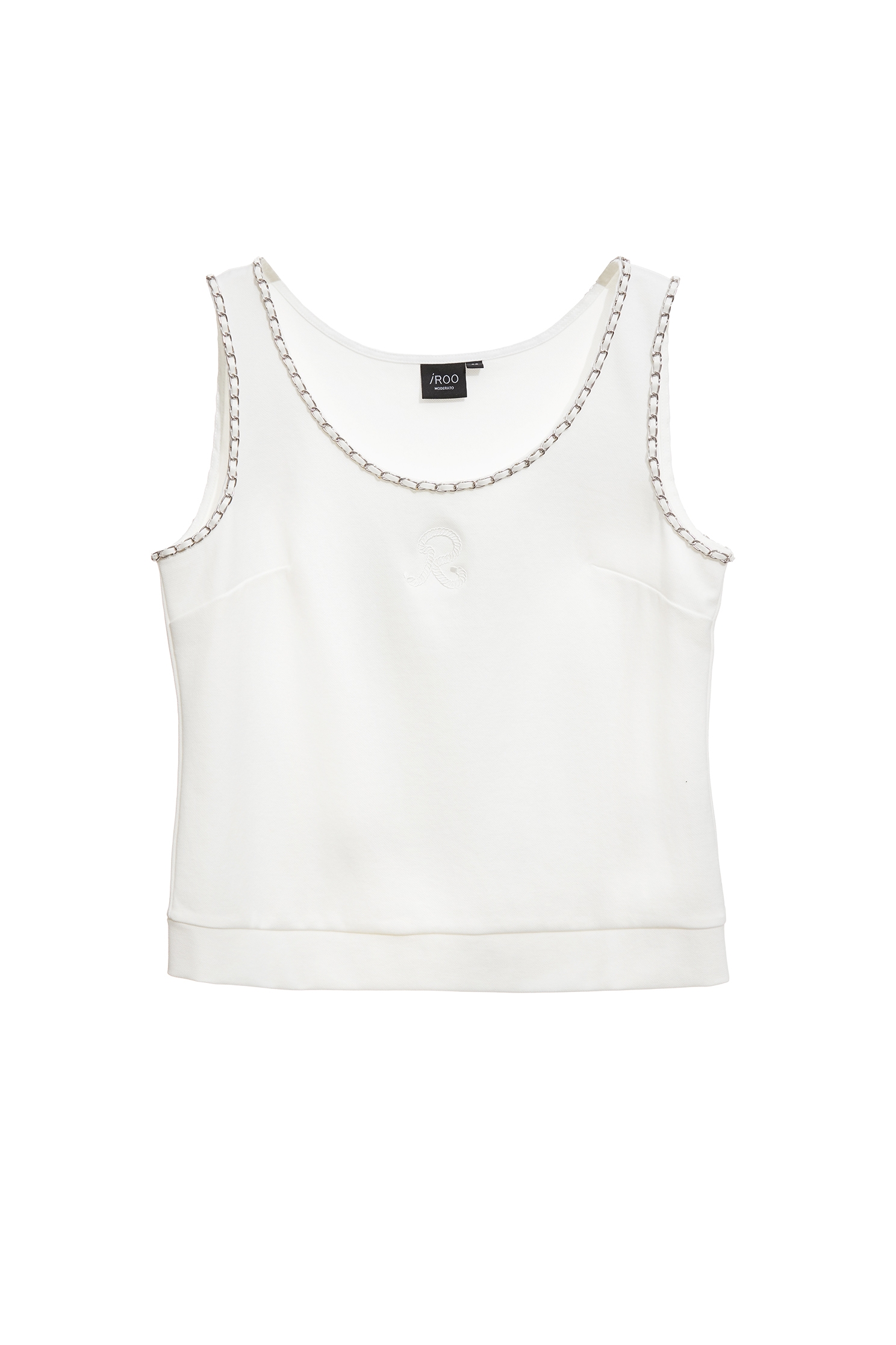Chain Accessory Trim Detail Tank TopChain Accessory Trim Detail Tank Top,sleeveless tops,Season (SS) Look,White tops,Embroidered,sleeveless tops