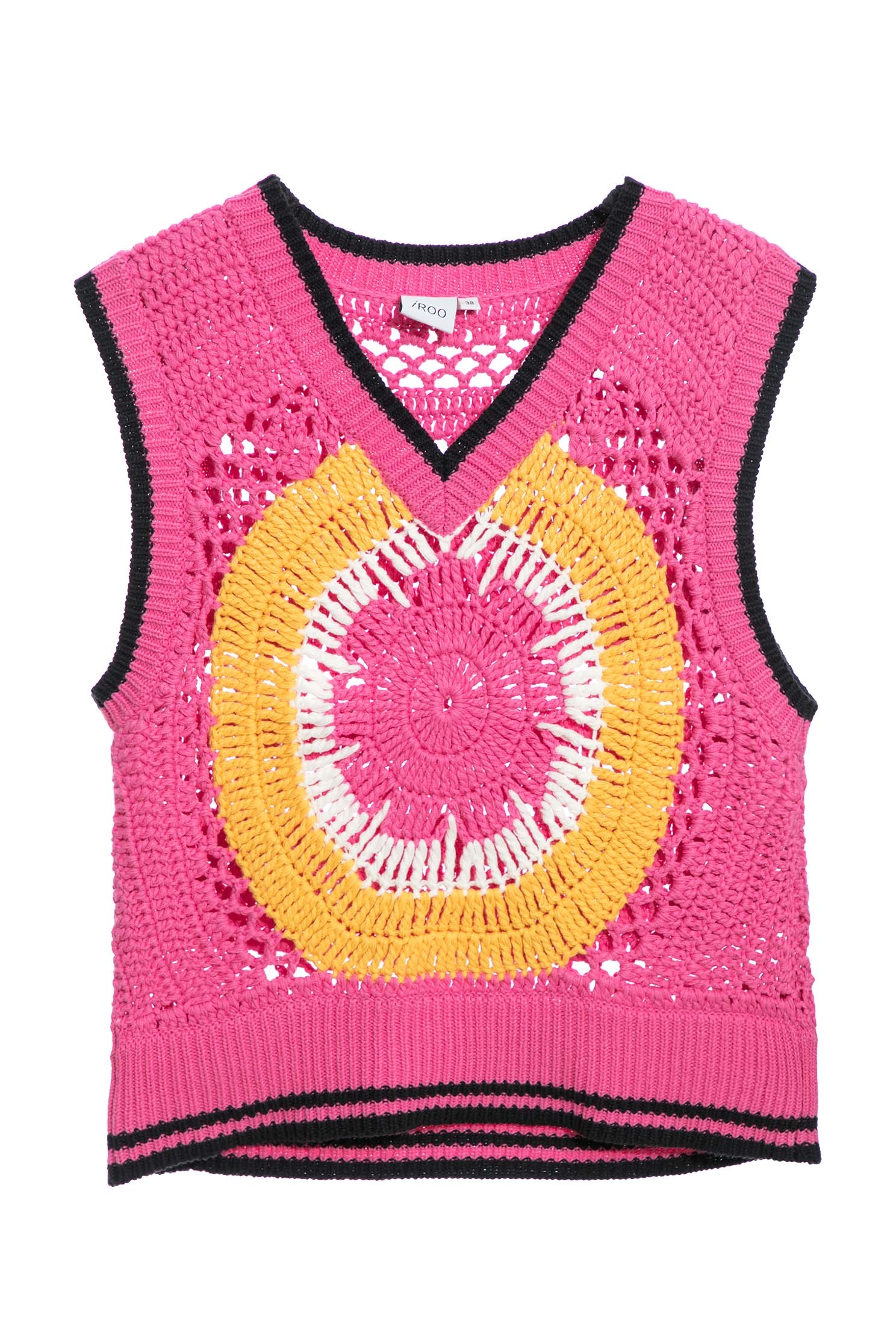 Hand Knit Floral Graphic VestKnit vest with vintage hand crocheted dreamcatcher,sleeveless tops,Tops,Season (SS) Look,sleeveless tops,sleeveless tops,Knitted,Knitted tops,Knitted tops