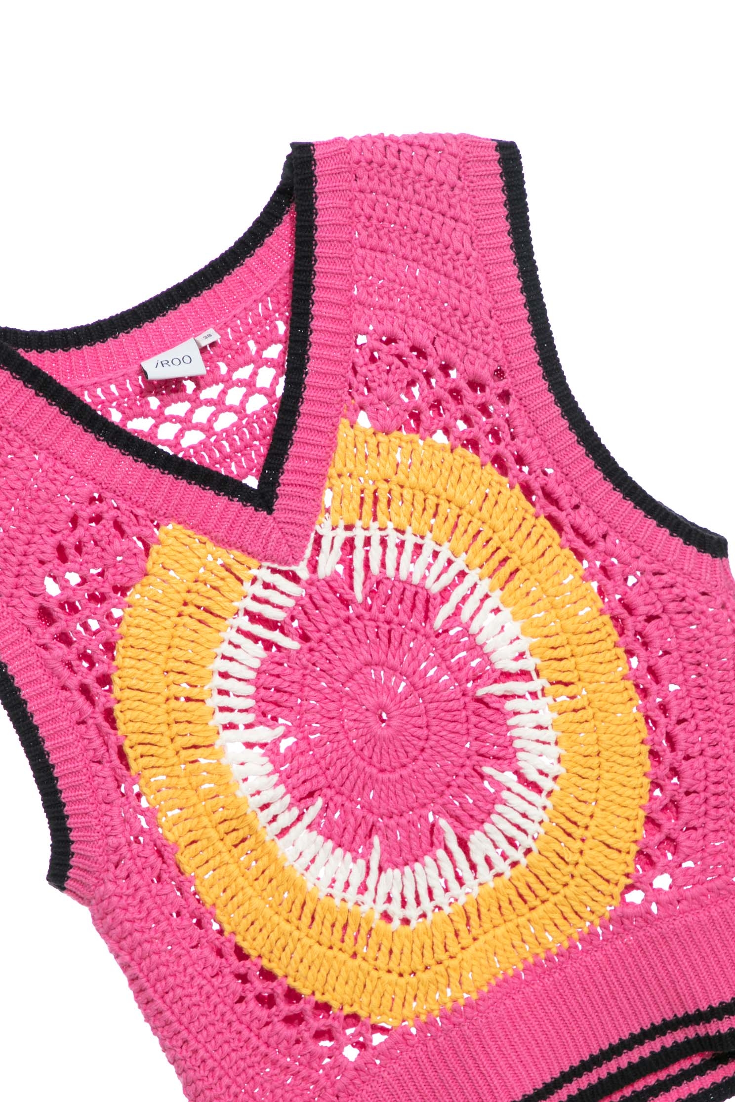 Hand Knit Floral Graphic VestKnit vest with vintage hand crocheted dreamcatcher,sleeveless tops,Tops,Season (SS) Look,sleeveless tops,sleeveless tops,Knitted,Knitted tops,Knitted tops