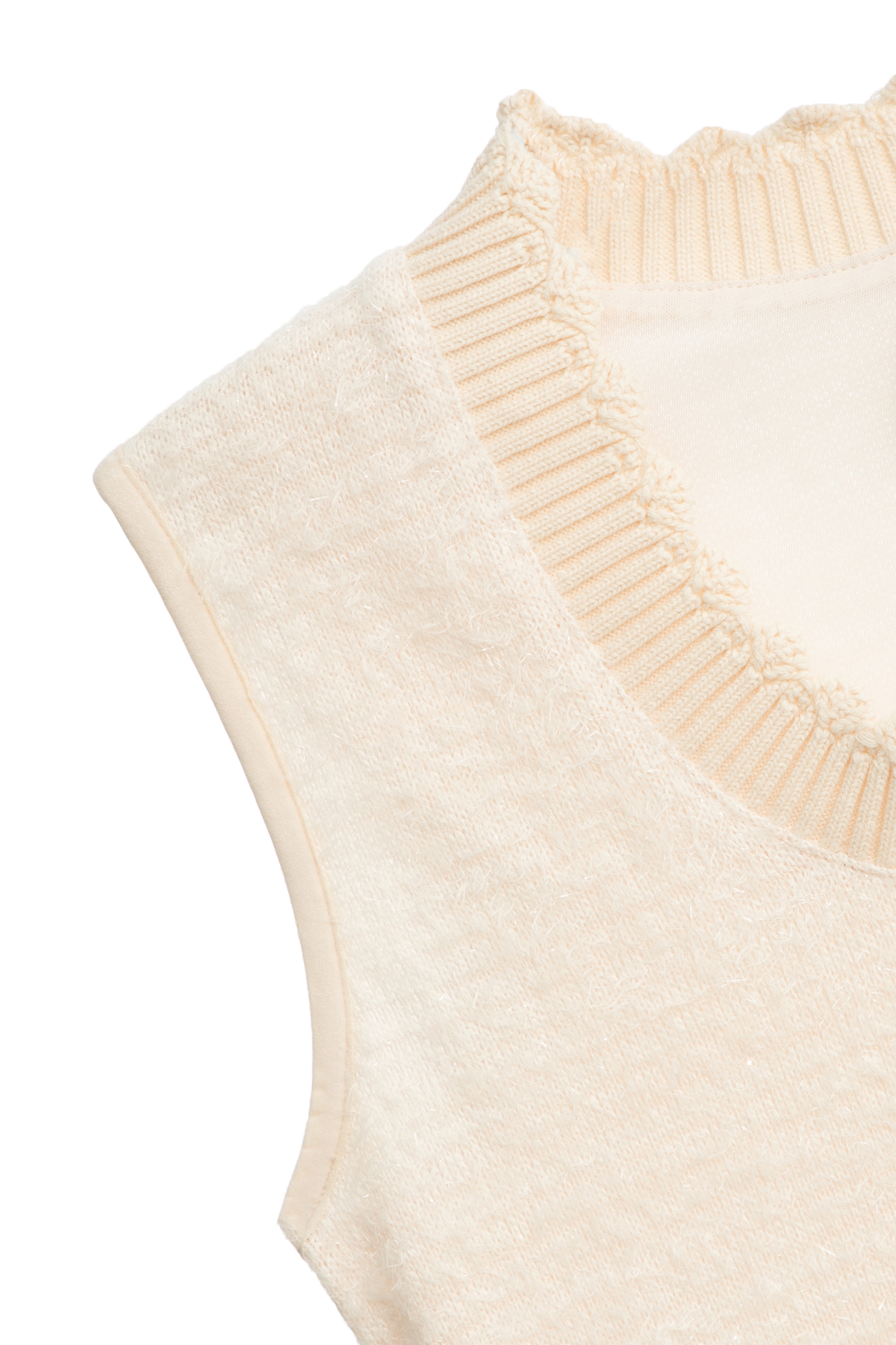 Oat Tone Matellic Fiber Knit VestOat Tone Matellic Fiber Knit Vest,sleeveless tops,Tops,sleeveless tops,Season (AW) Look,sleeveless tops