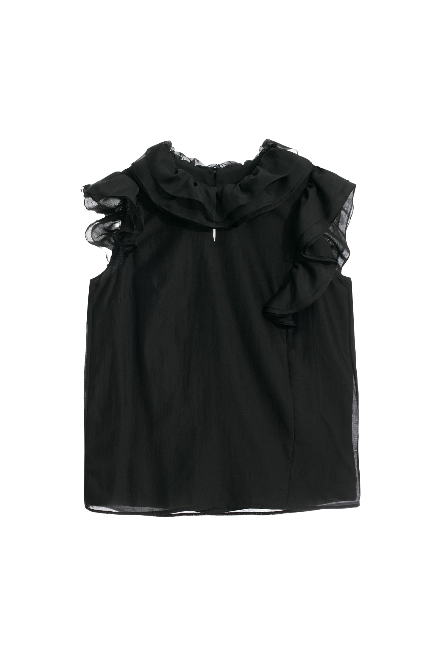 Flounce Collar Ruffle VestFlounce Collar Ruffle Vest,sleeveless tops,Season (AW) Look,sleeveless tops