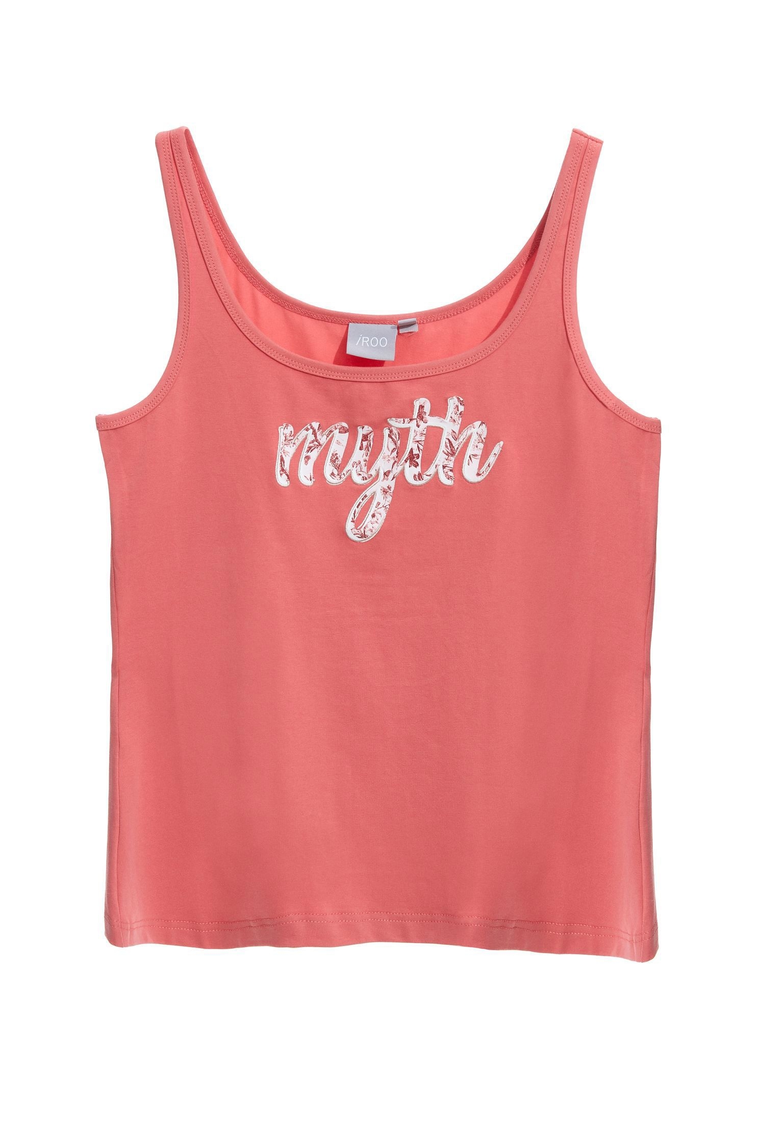 Graphic Print VestLarge U collar vest,T-shirts,T-shirts,U-Neck T shirts,Outfit of the Day,sleeveless tops,Tops,White tops,White tops,iROO LIVE,Season (AW) Look,Pink,Cotton,Embroidered,sleeveless tops