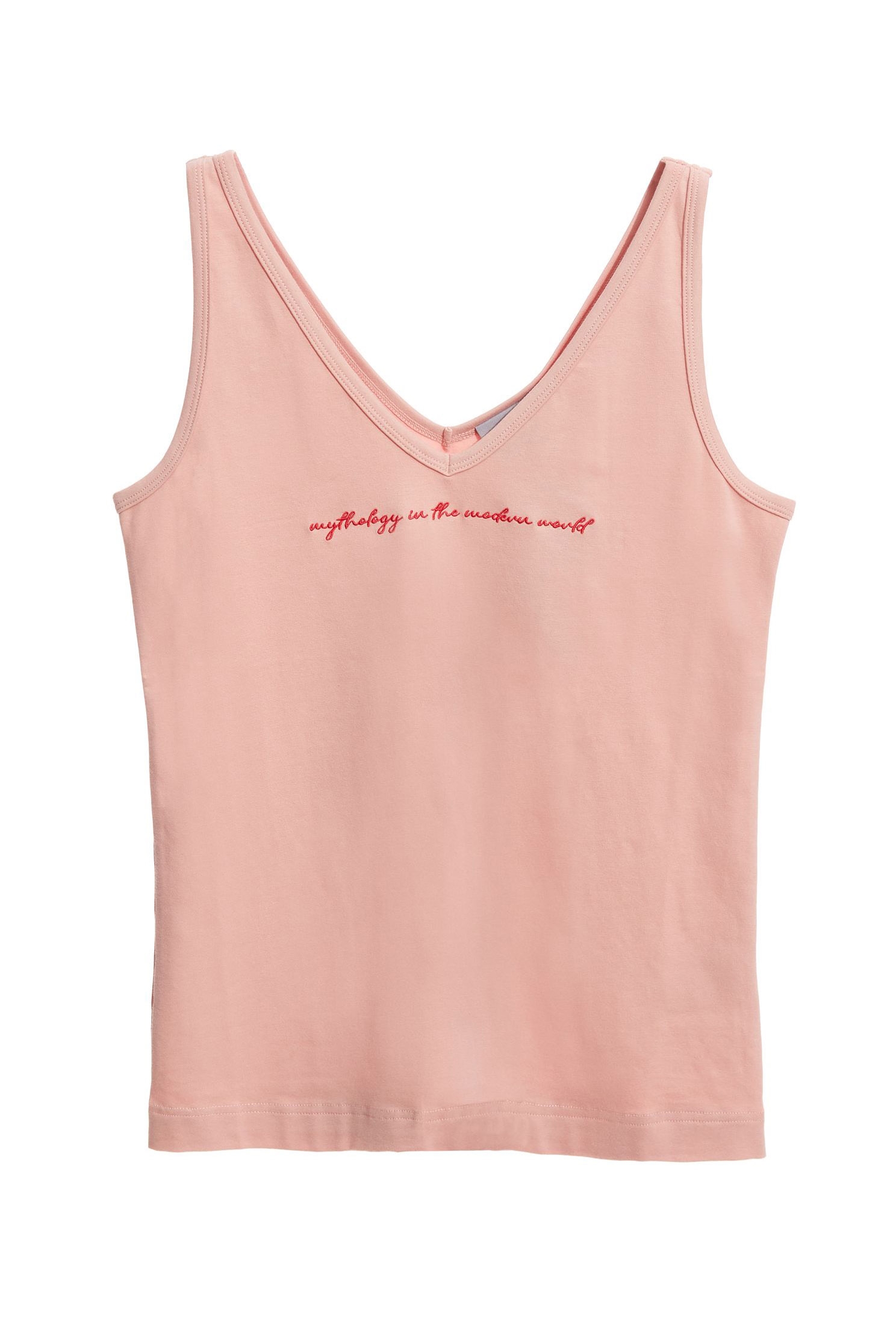 V-neck Slogan Tank TopLarge V-neck embroidered vest.,T-shirts,sleeveless tops,Embroidered,goodlucknewyear,coolsummer,Season (AW) Look,Pink,Cotton,Embroidered,sleeveless tops,Travel with BFF