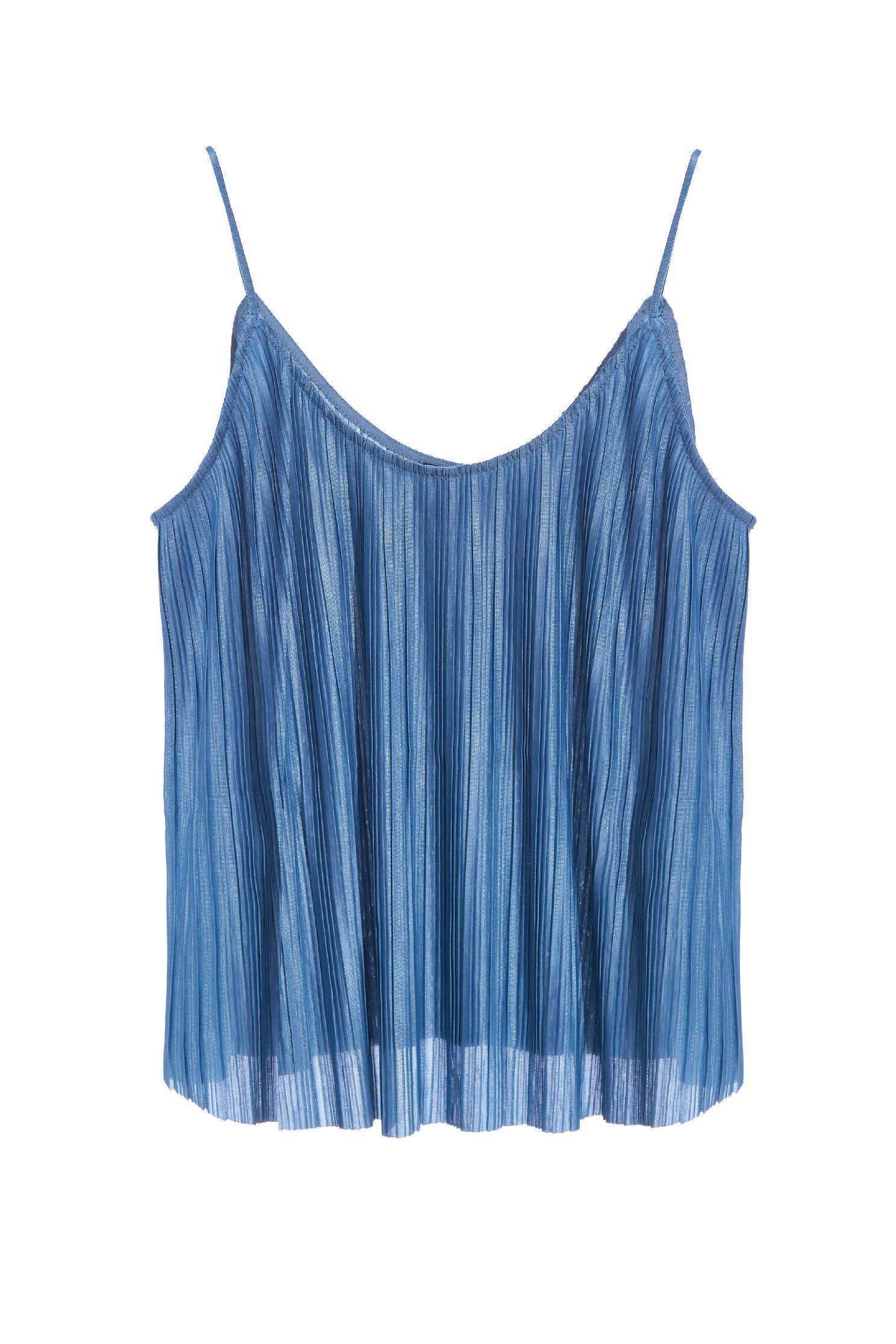 Flare Pleated Tank TopTexture pleated camisole,Season (SS) Look,sleeveless tops,relaxrestrictions