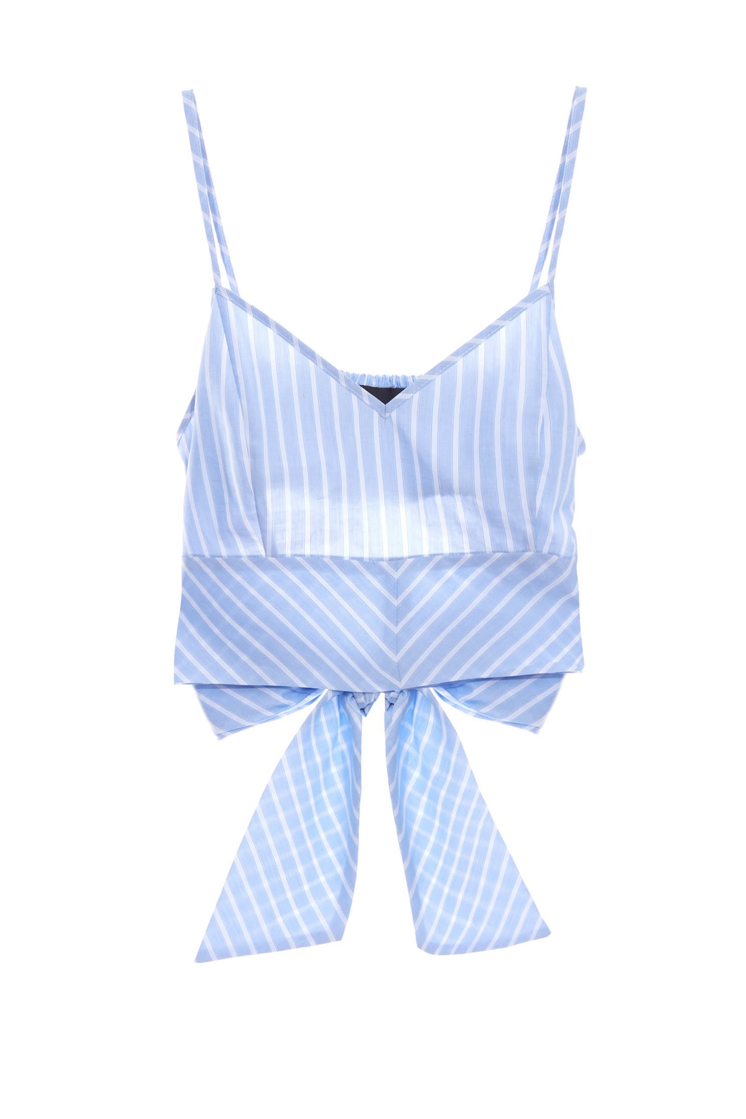 White Stripe Crop Tank TopCrop vest with bow,Queen,Season (SS) Look,Stripe,iROO LIVE,Cotton,Thin straps,sleeveless tops,bows