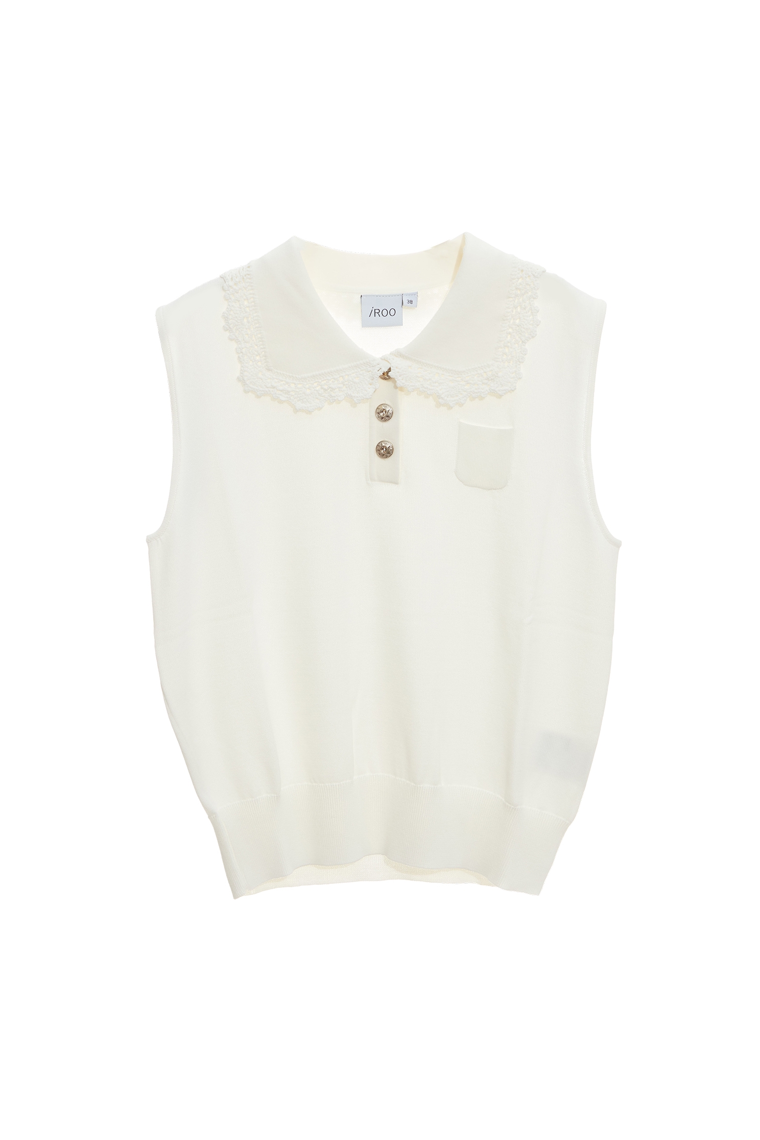 Lace Trim Collar Knit VestLace Trim Collar Knit Vest,sleeveless tops,Tops,sleeveless tops,Season (AW) Look,sleeveless tops,Knitted,Knitted tops