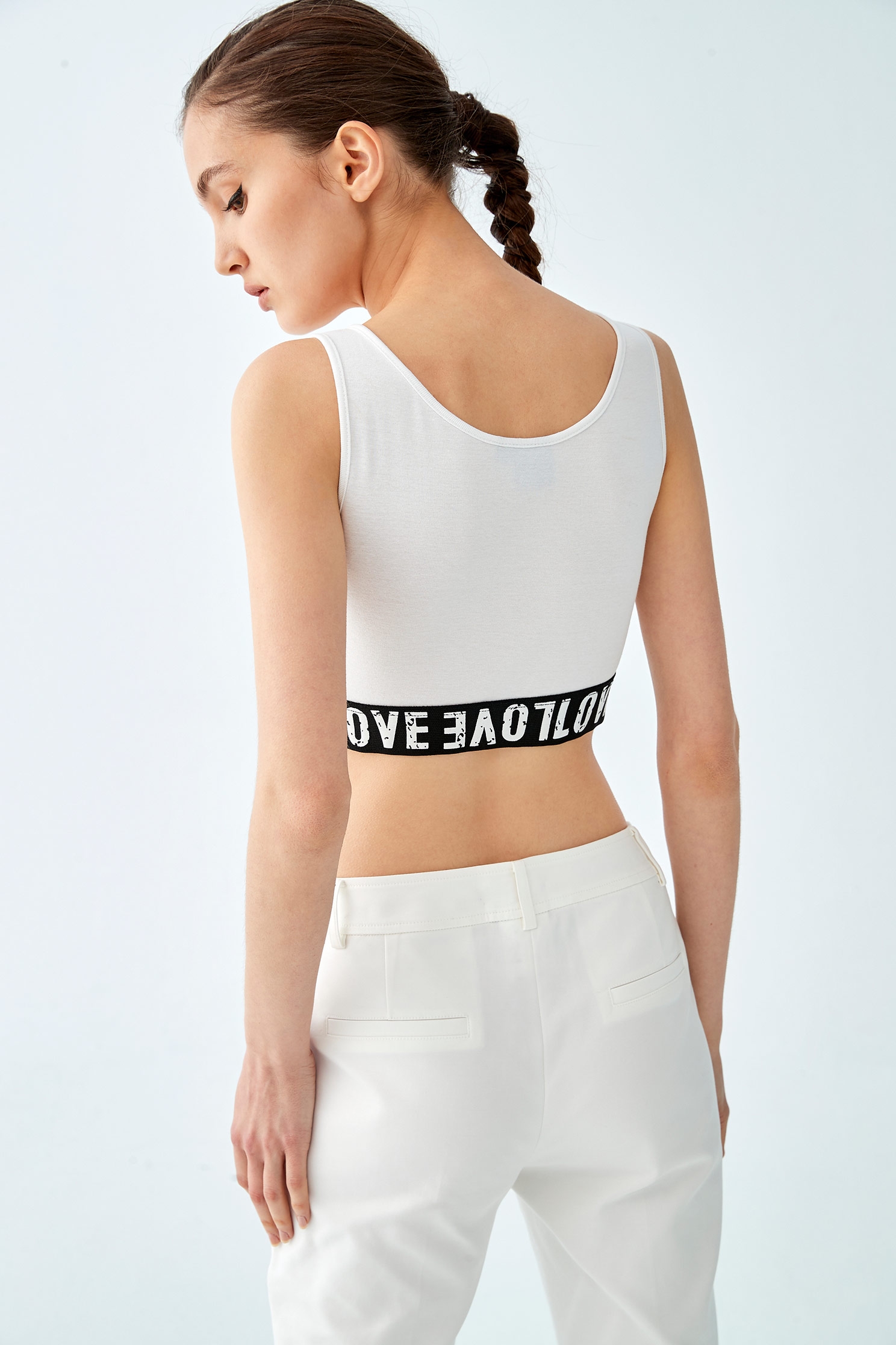 Printed Slogan Crop Tank TopSports bra with wide strips,sleeveless tops,Season (SS) Look,sleeveless tops,Athleisure