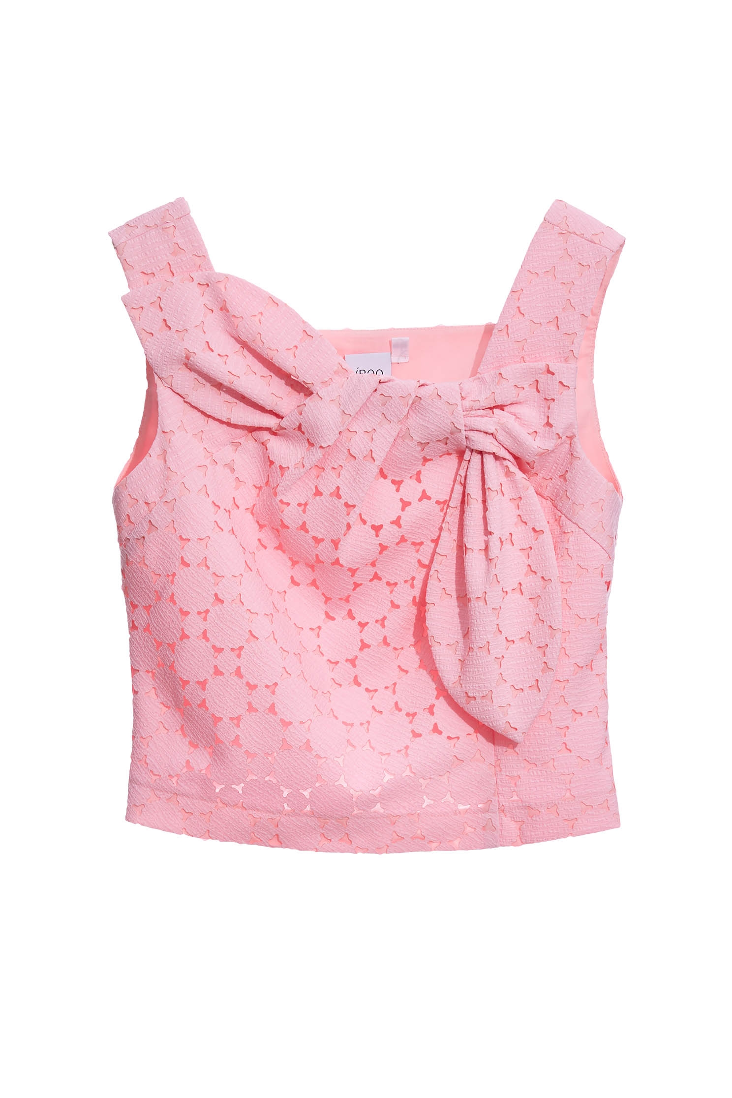 Cut-Out Lace Pink Crop VestSleeveless top with cutwork embroidery,sleeveless tops,Tops,Season (SS) Look,sleeveless tops,Pink,sleeveless tops