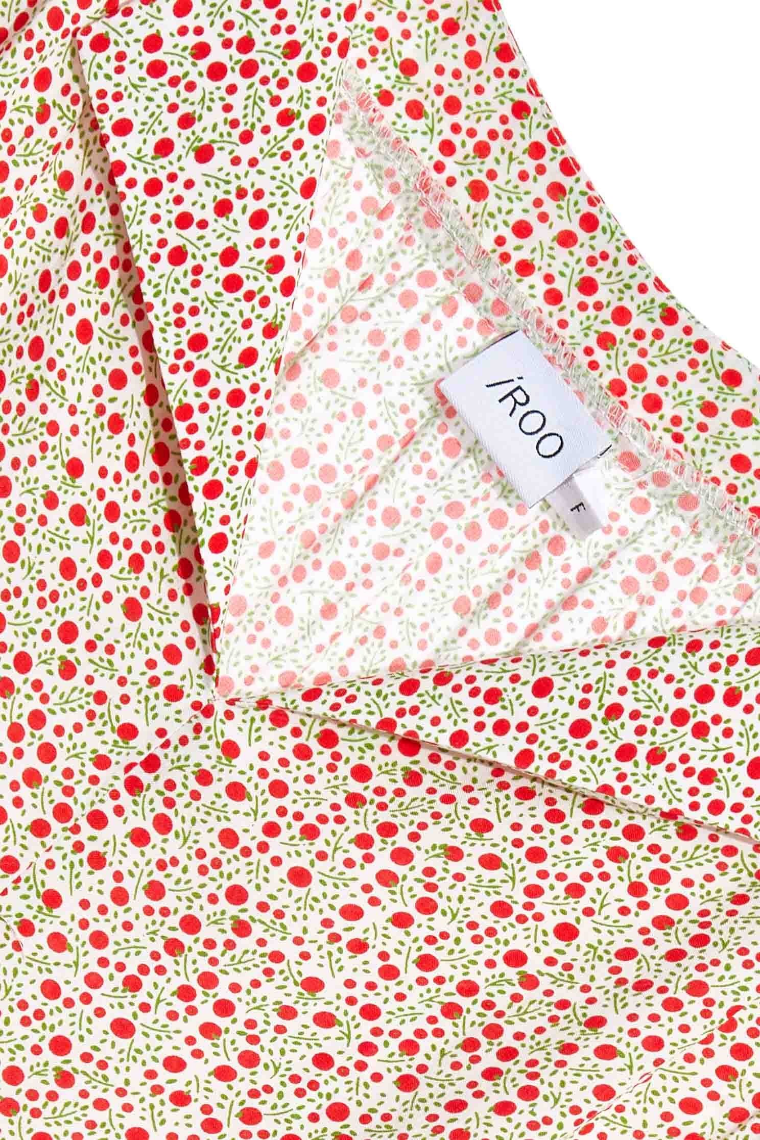 Red Dotted Print Open Collar VestTop with romantic print,V-Neck T shirts,sleeveless tops,Tops,Season (SS) Look,sleeveless tops,Floral,sleeveless tops,blossoms