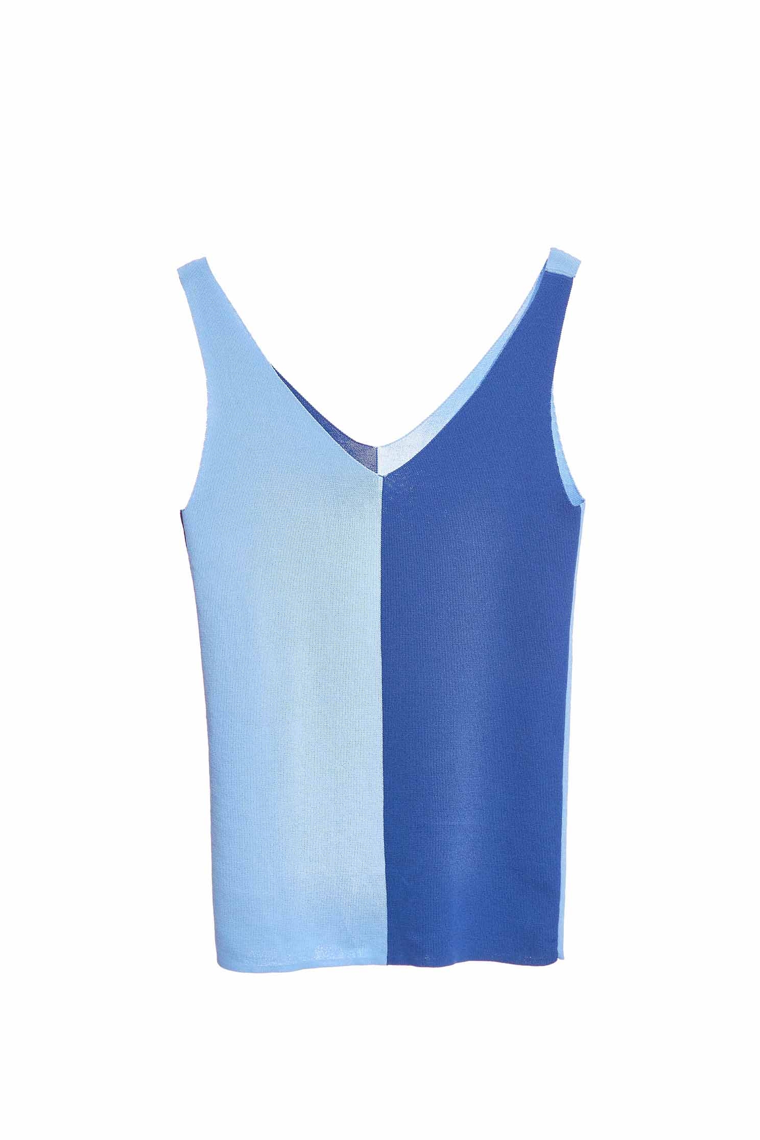 Colour Block Knit Tank TopContrast colored knit vest,V-Neck T shirts,sleeveless tops,Tops,travelwear,Season (SS) Look,coolsummer,sleeveless tops,sleeveless tops,slimlooks,Knitted,Knitted tops,Knitted tops