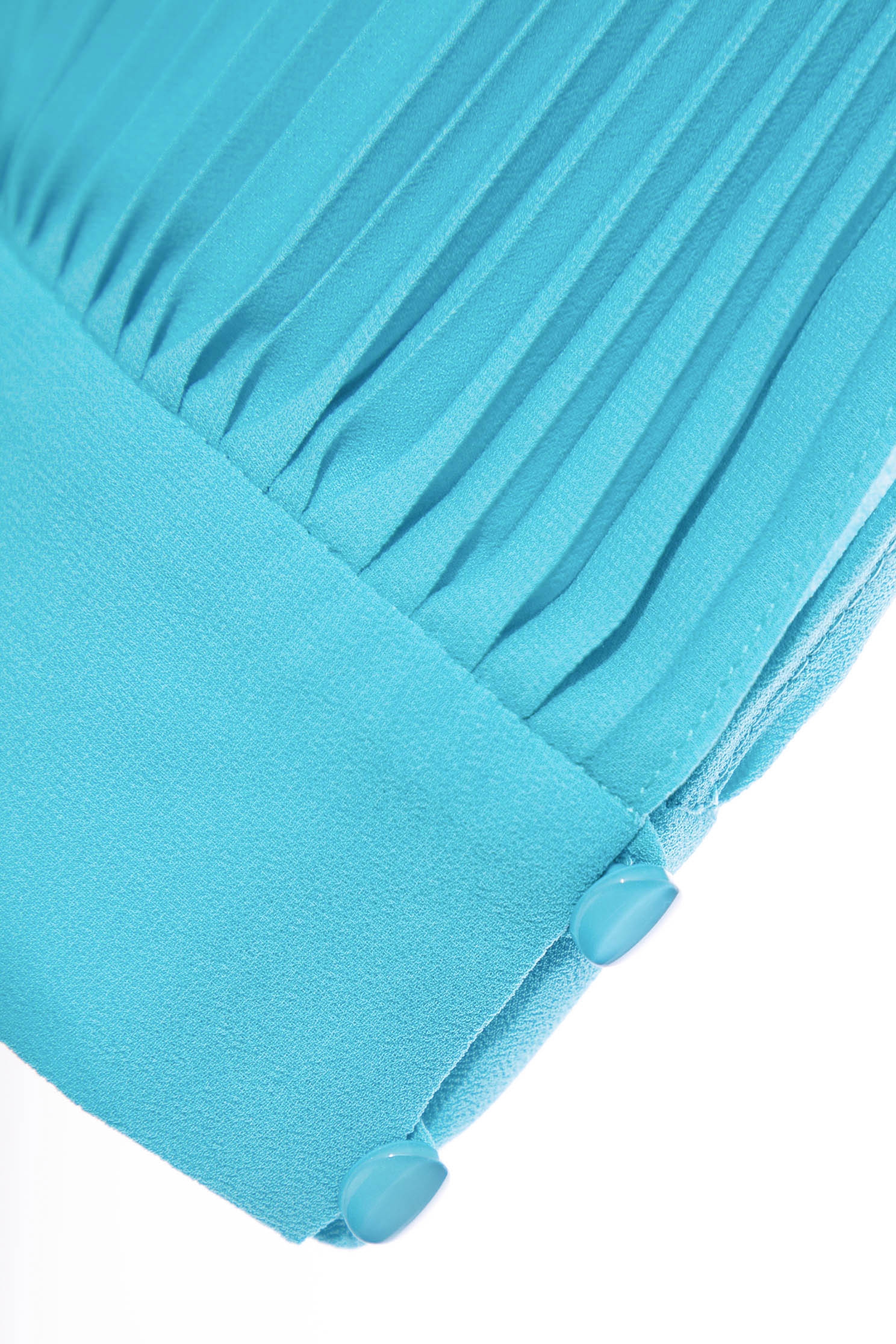 Pleated Blue Cap Sleeve TopTurquoise blue chiffon top,sleeveless tops,Tops,Season (SS) Look,bows,Chiffon,Chiffon tops