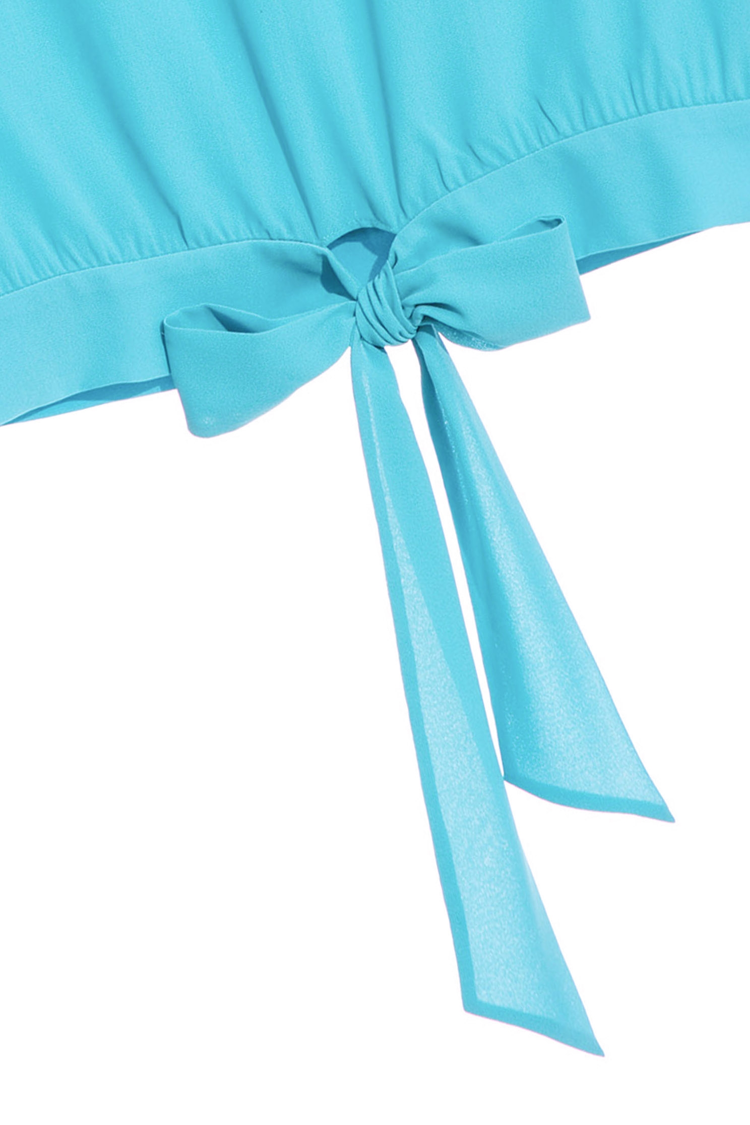 Pleated Blue Cap Sleeve TopTurquoise blue chiffon top,sleeveless tops,Tops,Season (SS) Look,bows,Chiffon,Chiffon tops