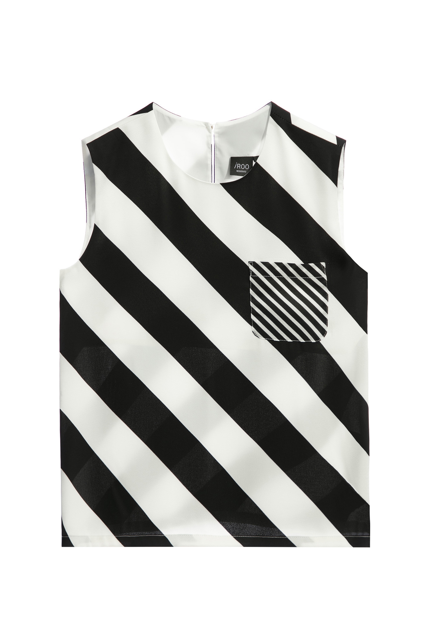 Black White Stripe Vest With Pocket DetailBlack White Stripe Vest With Pocket Detail,sleeveless tops,Tops,Season (SS) Look,Stripe,sleeveless tops,Blouses