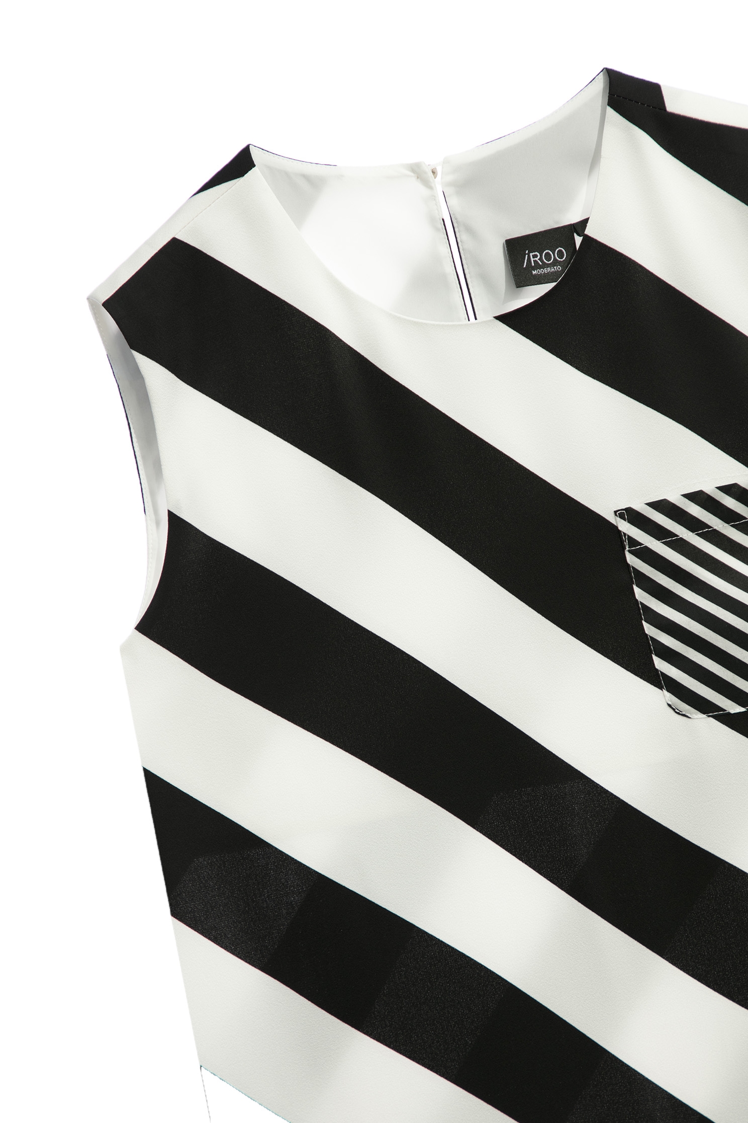 Black White Stripe Vest With Pocket DetailBlack White Stripe Vest With Pocket Detail,sleeveless tops,Tops,Season (SS) Look,Stripe,sleeveless tops,Blouses