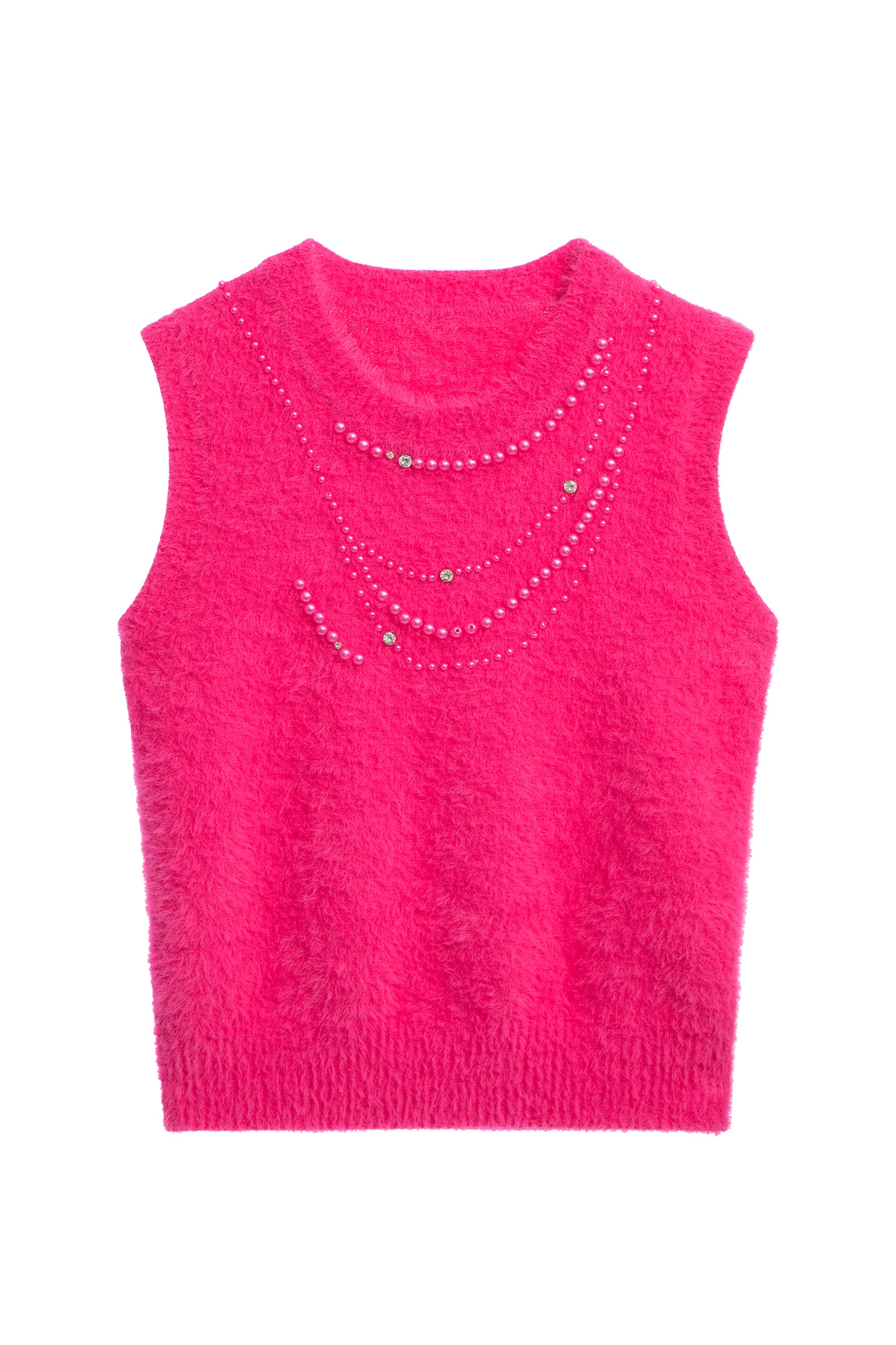 Faux Fur Pink Knit VestFaux Fur Pink Knit Vest,sleeveless tops,Season (SS) Look,pearl,sleeveless tops,Knitted,Knitted tops