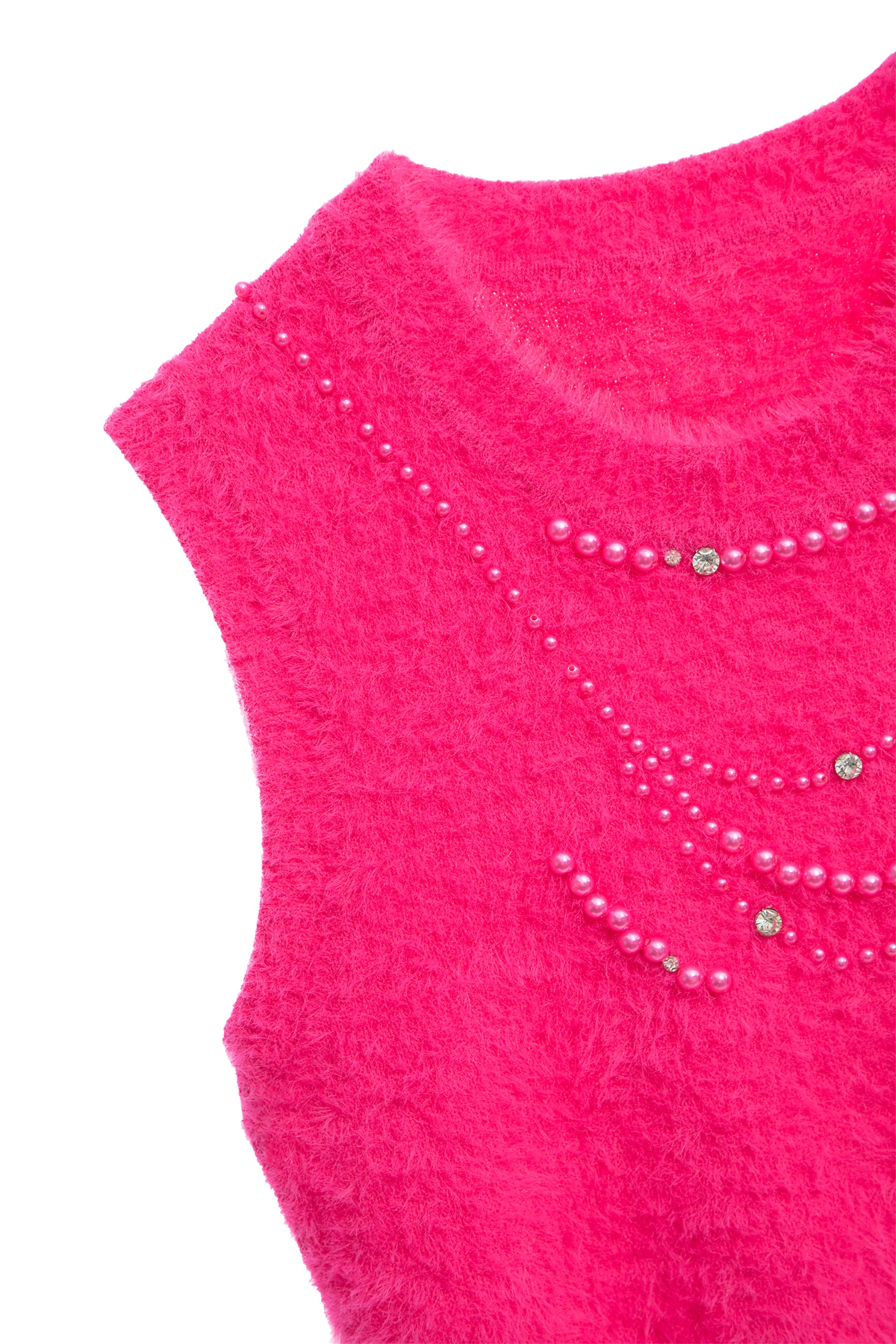 Faux Fur Pink Knit VestFaux Fur Pink Knit Vest,sleeveless tops,Season (SS) Look,pearl,sleeveless tops,Knitted,Knitted tops