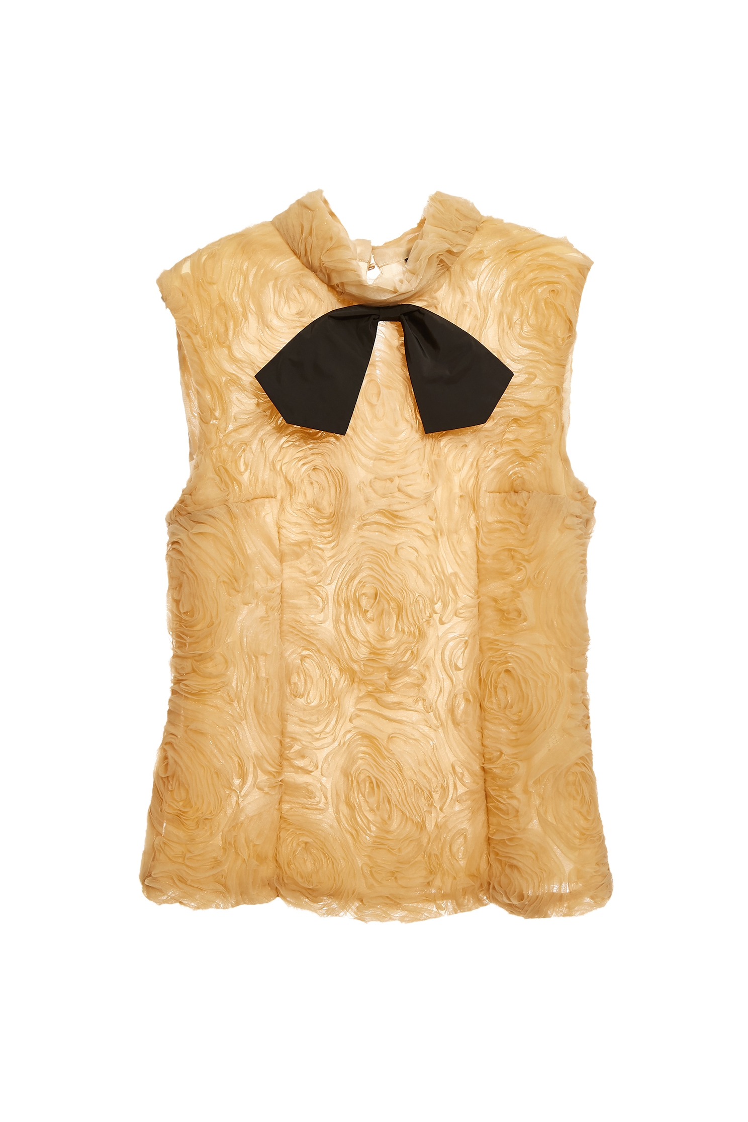 Mesh Ruffle Vest With Detachable Bow BroochMesh Ruffle Vest With Detachable Bow Brooch,sleeveless tops,Tops,Season (AW) Look,sleeveless tops,bows