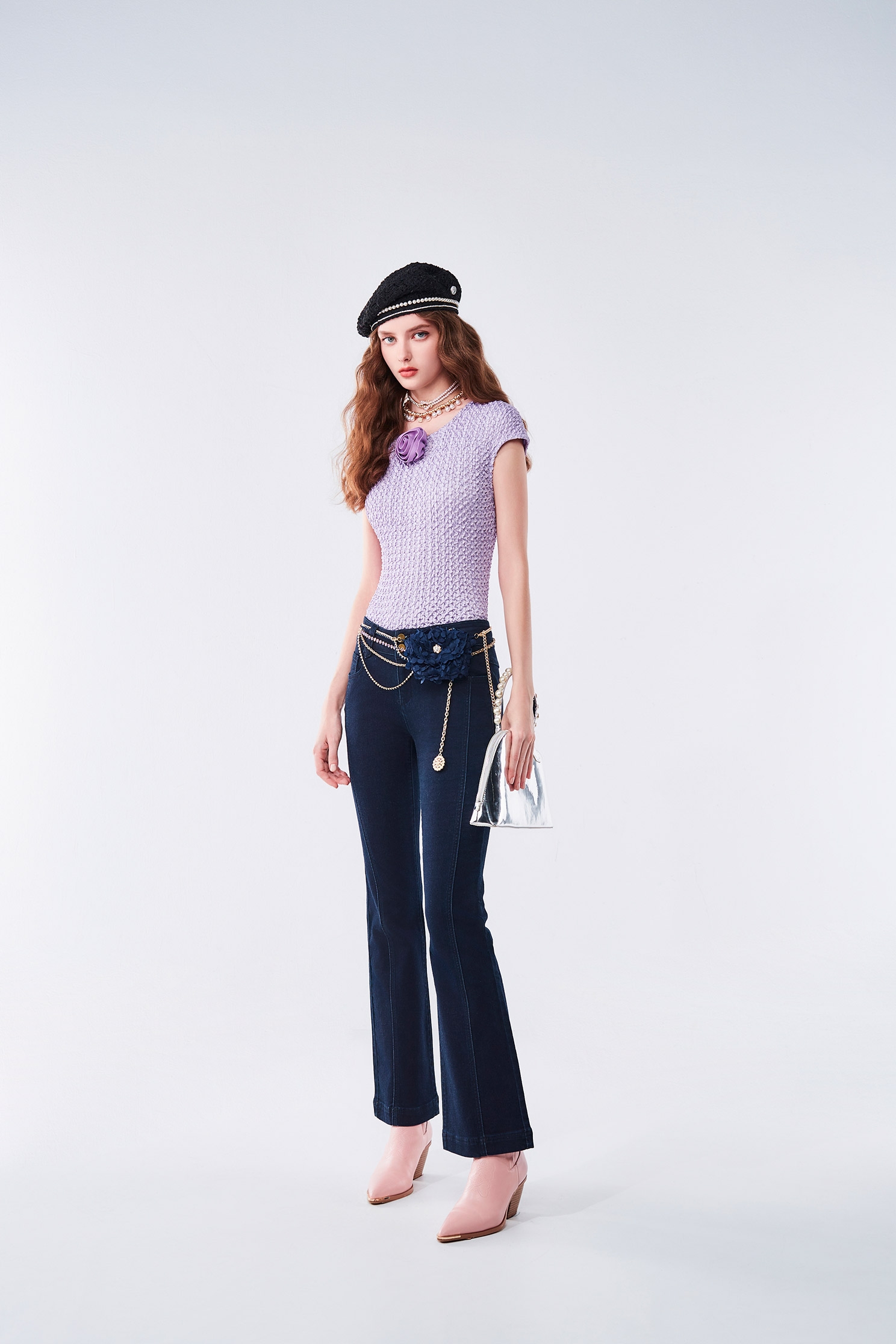 Floral Brooch Cap Sleeve Purple TopFloral Brooch Cap Sleeve Purple Top,sleeveless tops,Tops,Season (AW) Look