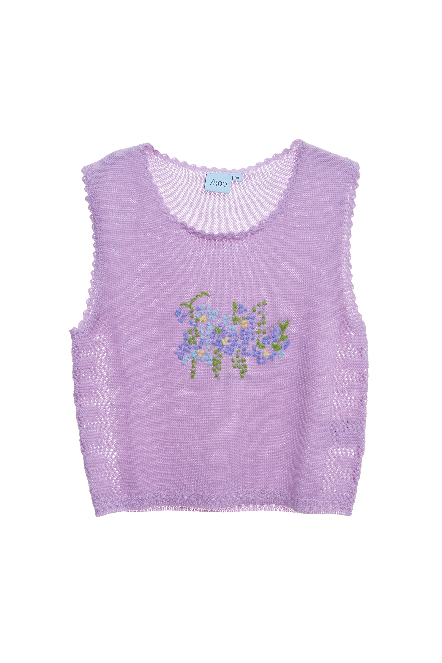 Floral Graphic Purple Knit VestFloral Graphic Purple Knit Vest,sleeveless tops,Tops,sleeveless tops,Season (AW) Look,Embroidered,sleeveless tops,Knitted,Knitted tops,Knitted tops