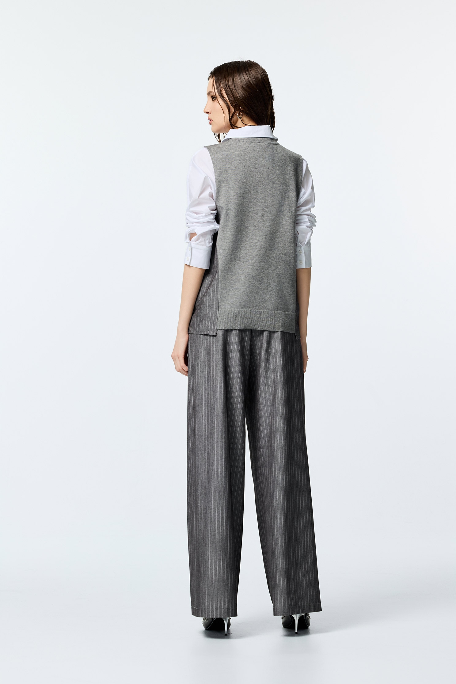 Grey Patchwork Detail Knit VestGrey Patchwork Detail Knit Vest,sleeveless tops,Tops,Stripe,Season (AW) Look,sleeveless tops,Knitted,Knitted tops