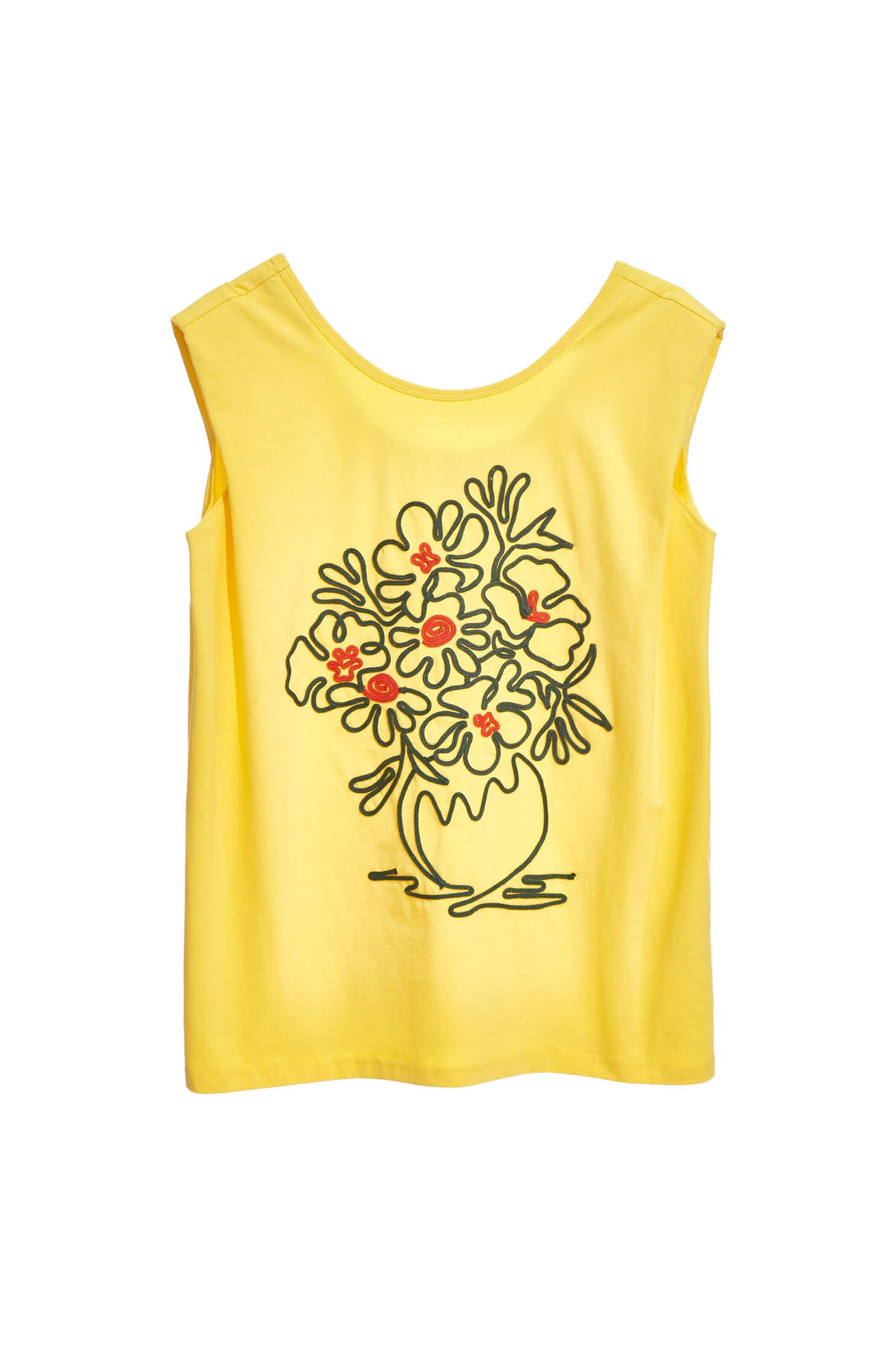 Padded Shoulder Vest With Floral GraphicT-shirt with potted plant totem,T-shirts,sleeveless tops,Tops,Season (SS) Look,comfotism