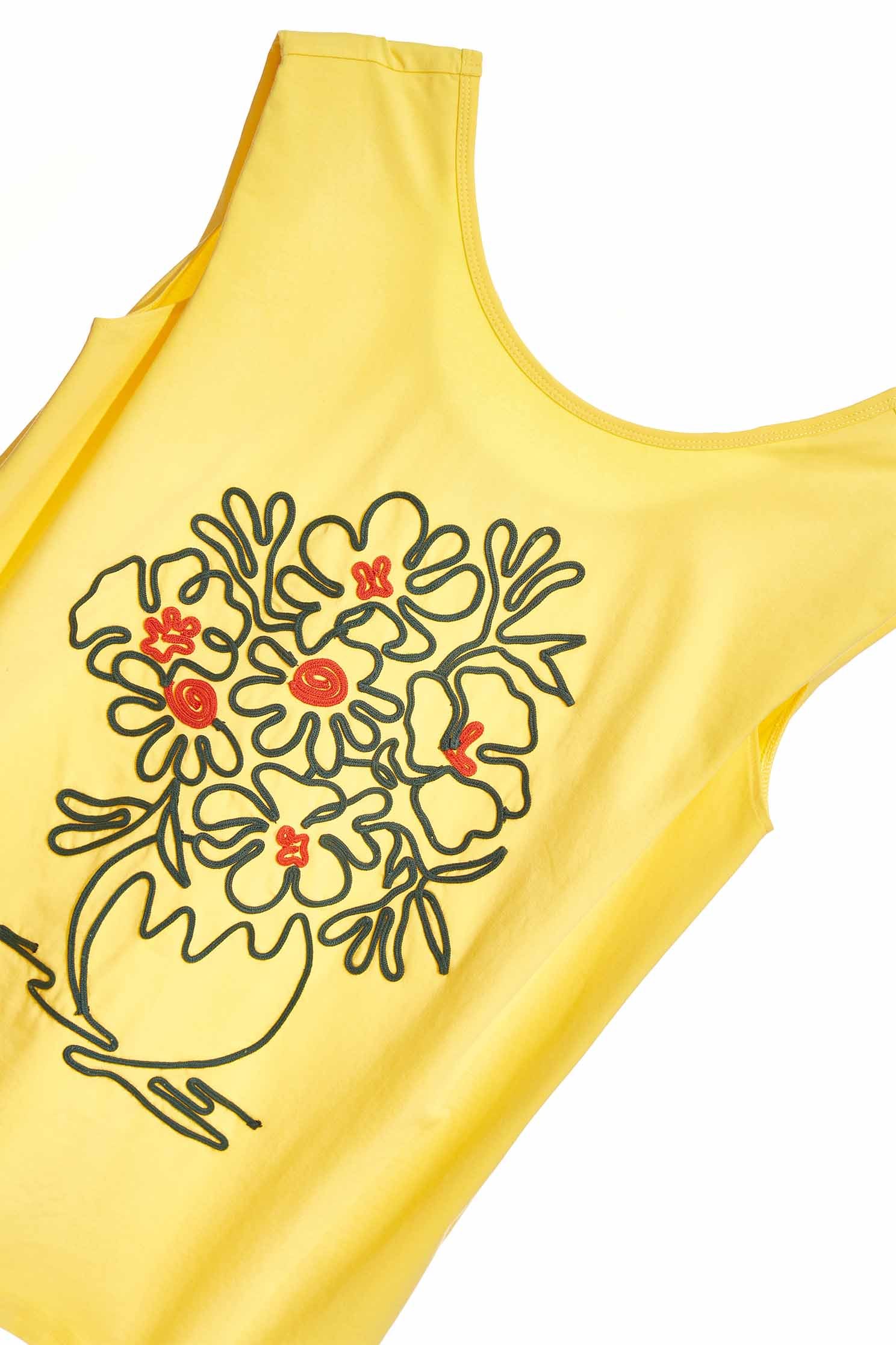 Padded Shoulder Vest With Floral GraphicT-shirt with potted plant totem,T-shirts,sleeveless tops,Tops,Season (SS) Look,comfotism