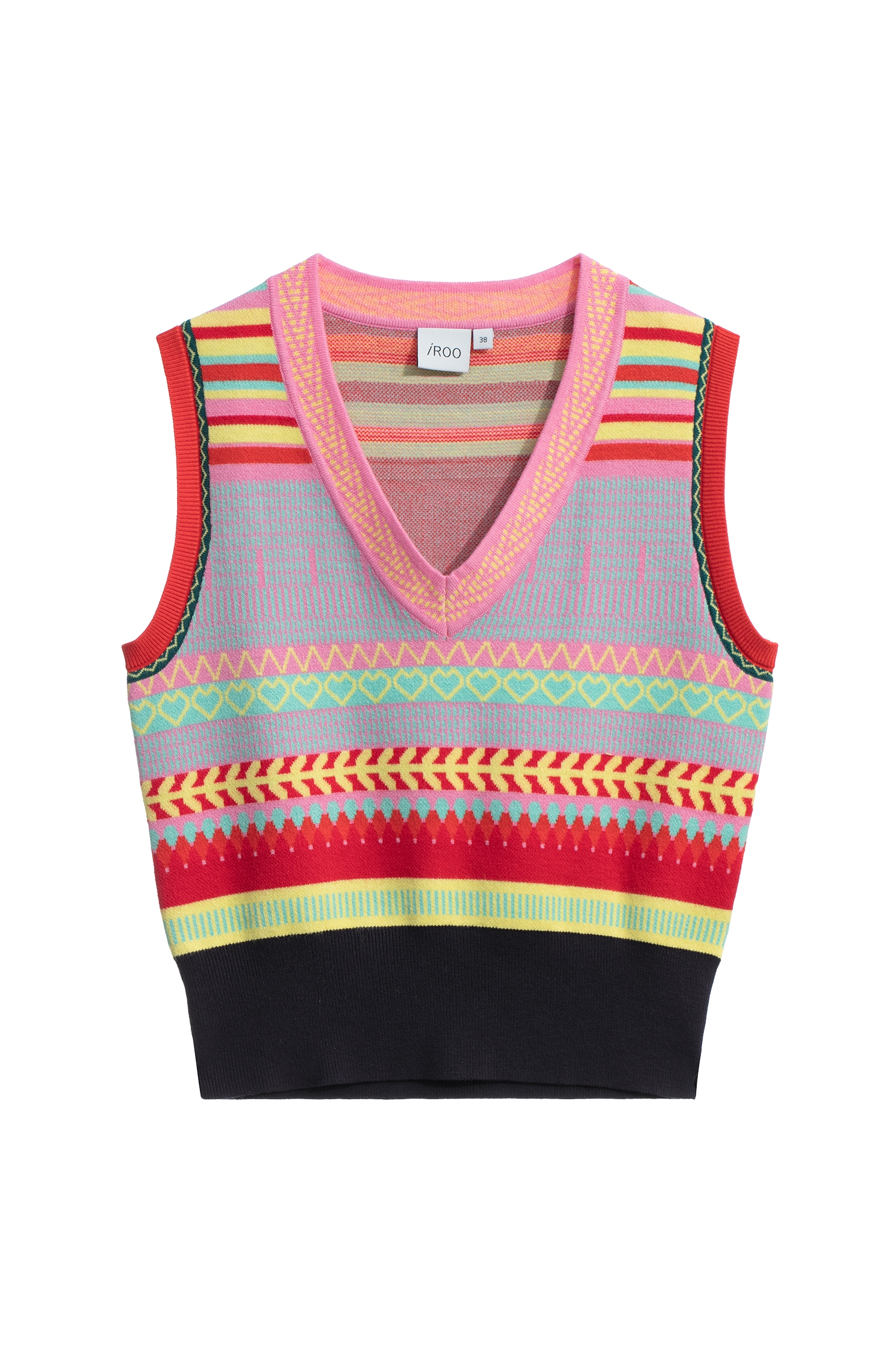 Multi-colour Stripe Knit VestMulti-colour Stripe Knit Vest,sleeveless tops,Season (SS) Look,sleeveless tops,Knitted,Knitted tops