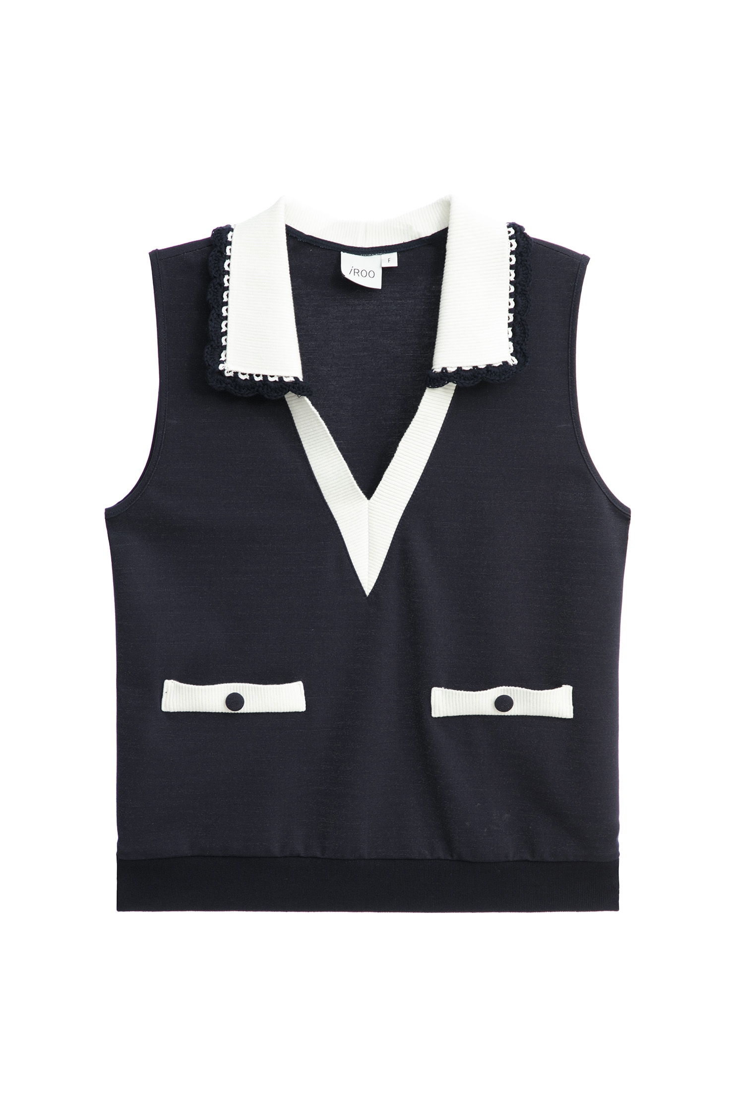 Navy Vest With Contrast Trim DetailNavy Vest With Contrast Trim Detail,Tops,Season (SS) Look,sleeveless tops,sleeveless tops