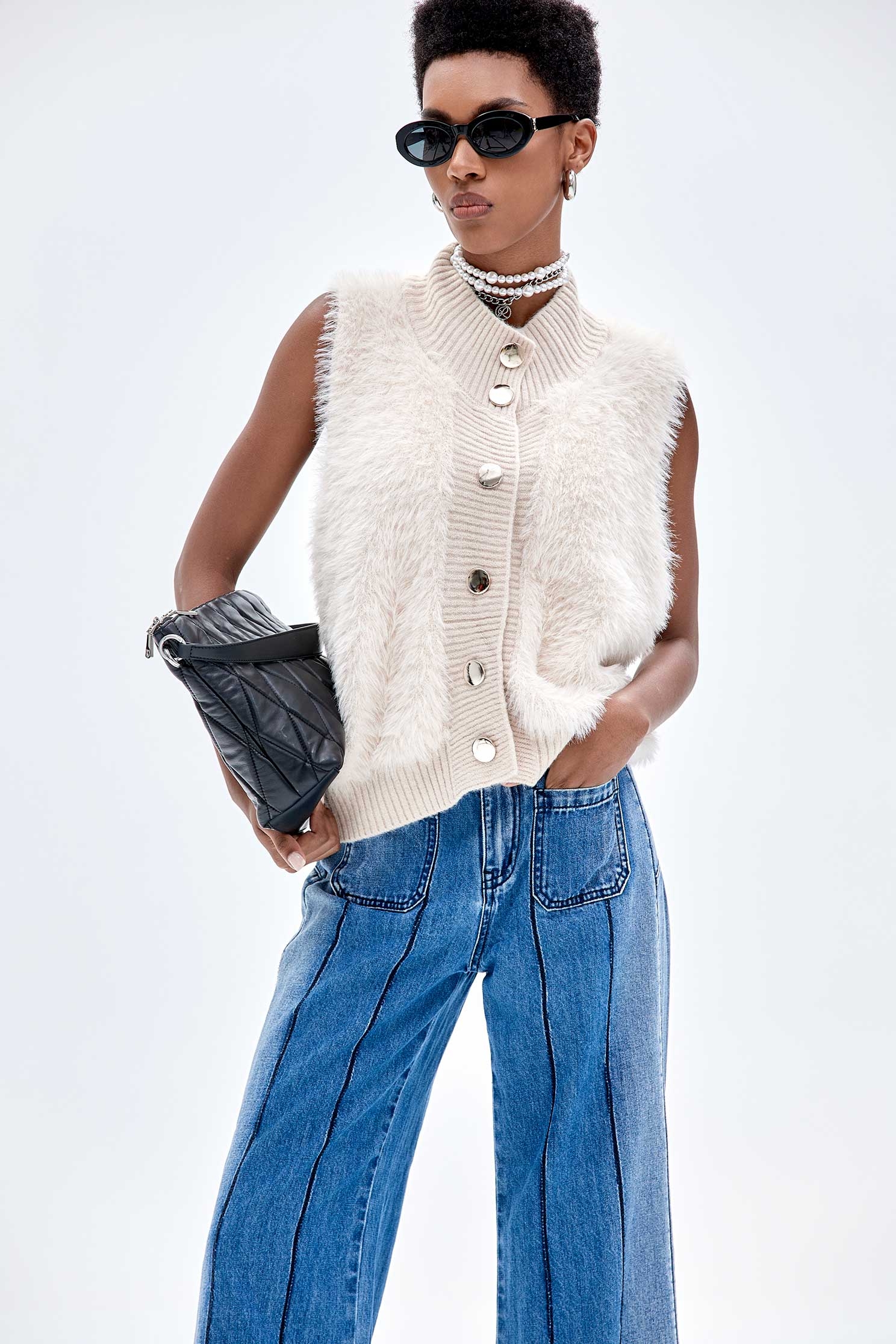 Faux Fur Knit VestFaux Fur Knit Vest,sleeveless tops,Outerwear,sleeveless tops,Season (AW) Look,sleeveless tops,Knitted,Knitted coats,Knitted tops