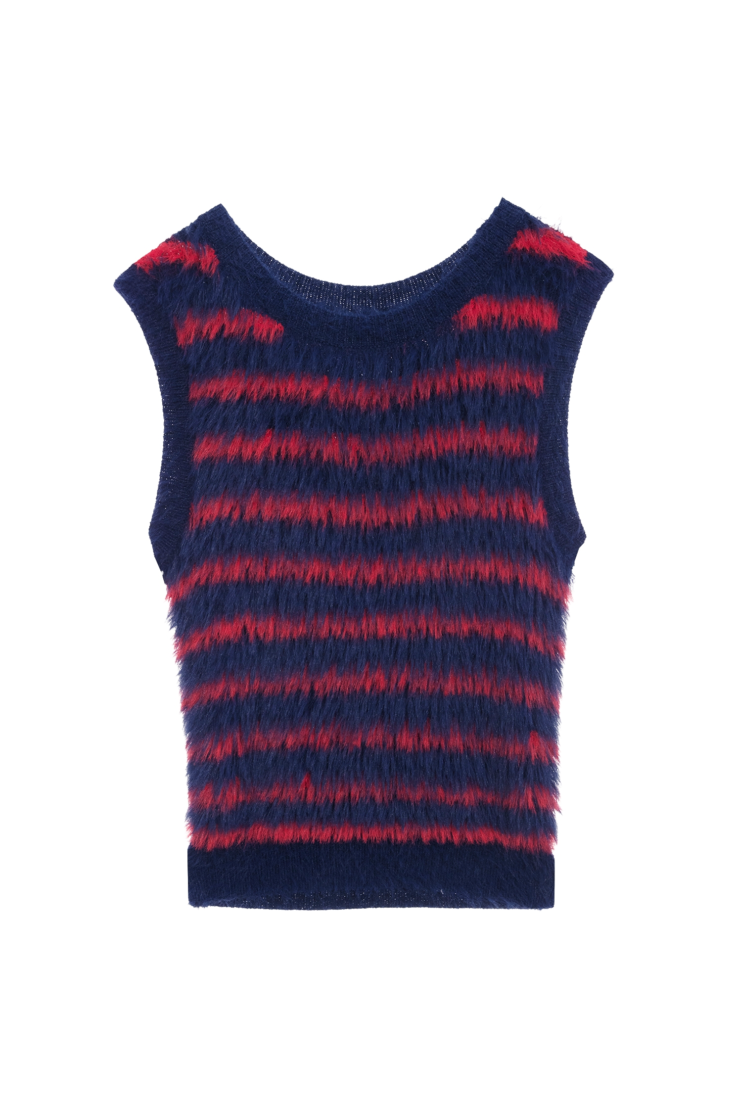 Faux Fur Contrast Stripe Knit VestFaux Fur Contrast Stripe Knit Vest,sleeveless tops,Tops,Stripe,sleeveless tops,Season (AW) Look,sleeveless tops,Knitted,Knitted tops,Knitted tops