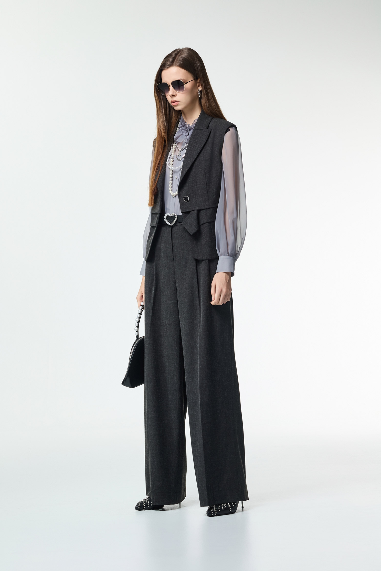 Dark Grey Stylish Suit VestDark Grey Stylish Suit Vest,sleeveless tops,Office Looks,bestselling,co-ord sets,Season (AW) Look,sleeveless tops