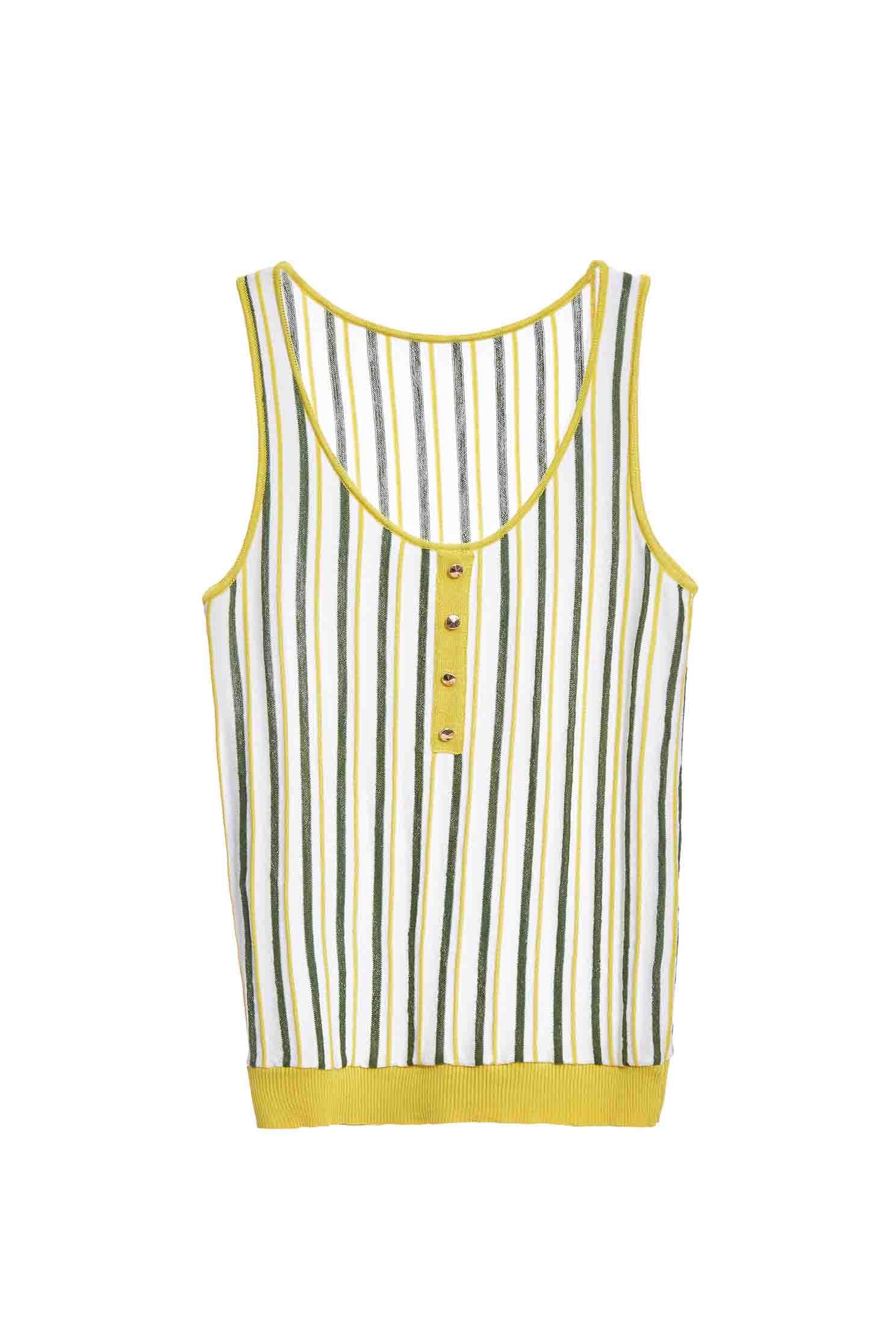 Stripe Knit Tank TopSleeveless knit top with colored strips,sleeveless tops,travelwear,Season (SS) Look,sleeveless tops,slimlooks,Knitted,Knitted tops