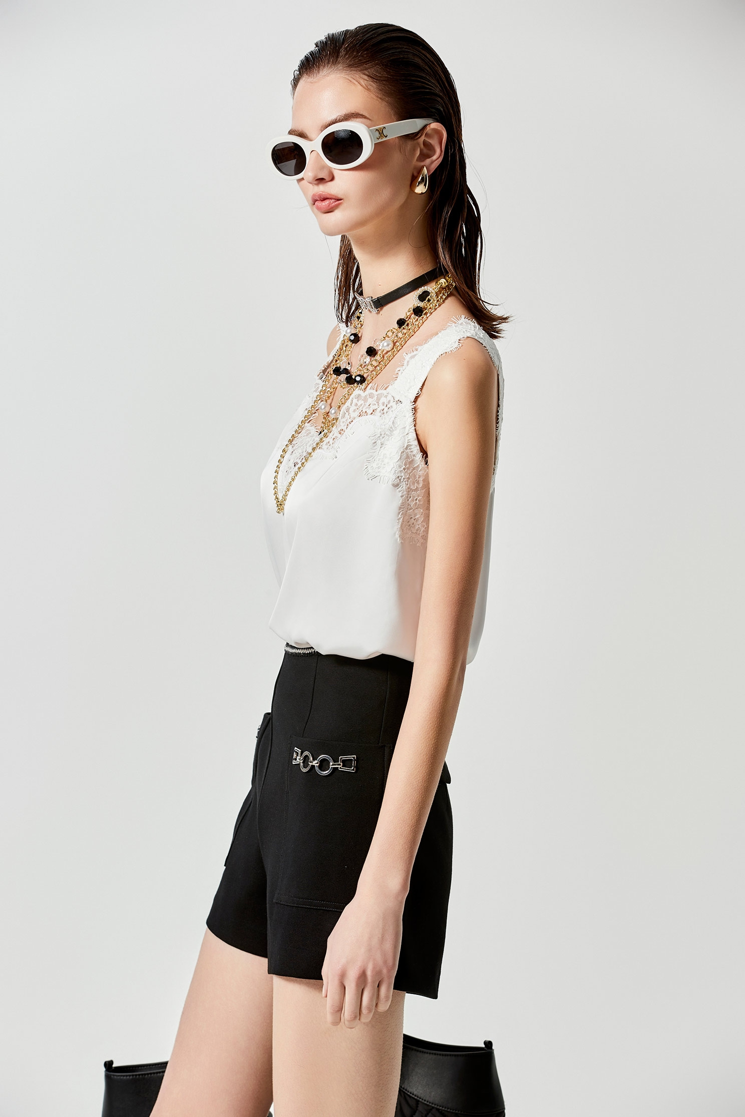 Lace Detail White Tank TopLace Detail White Tank Top,sleeveless tops,Under shirts,Season (SS) Look,sleeveless tops,Lace