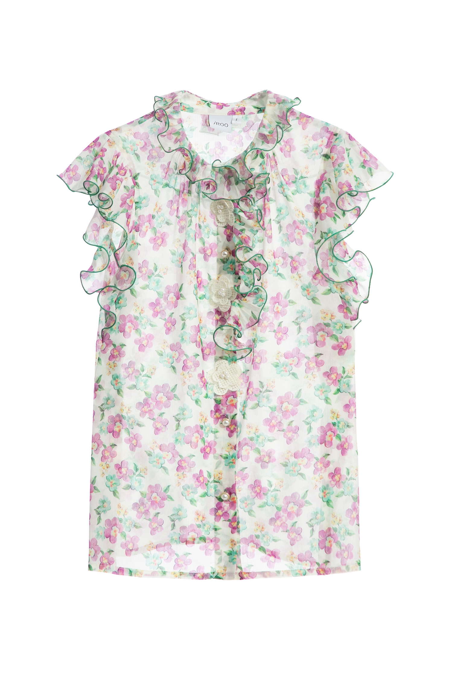 Ruffle Detail Floral Print VestRuffle Detail Floral Print Vest,sleeveless tops,Tops,Season (SS) Look