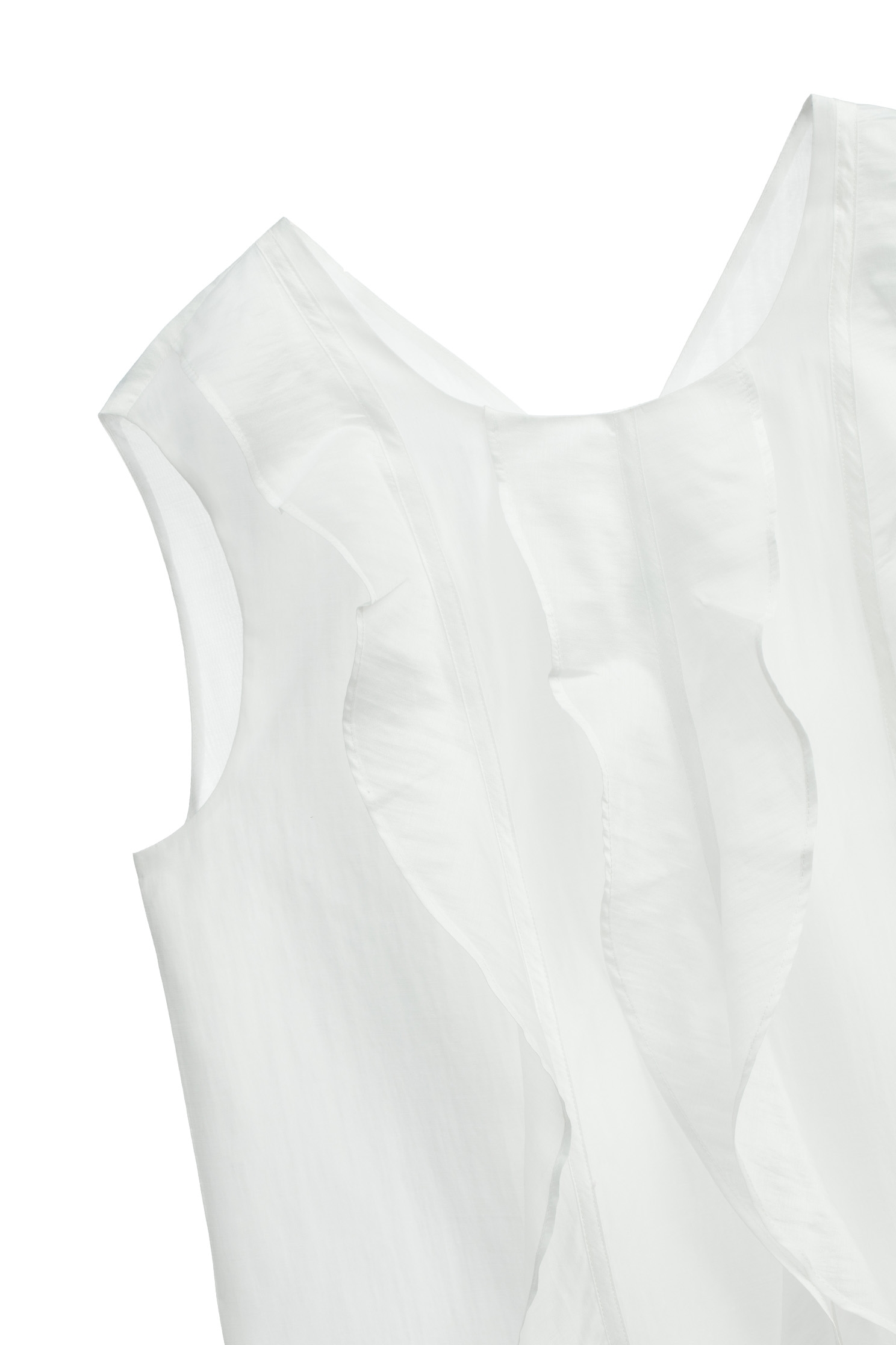 Front Ruffle Detail White VestFront Ruffle Detail White Vest,sleeveless tops,Tops,Season (SS) Look