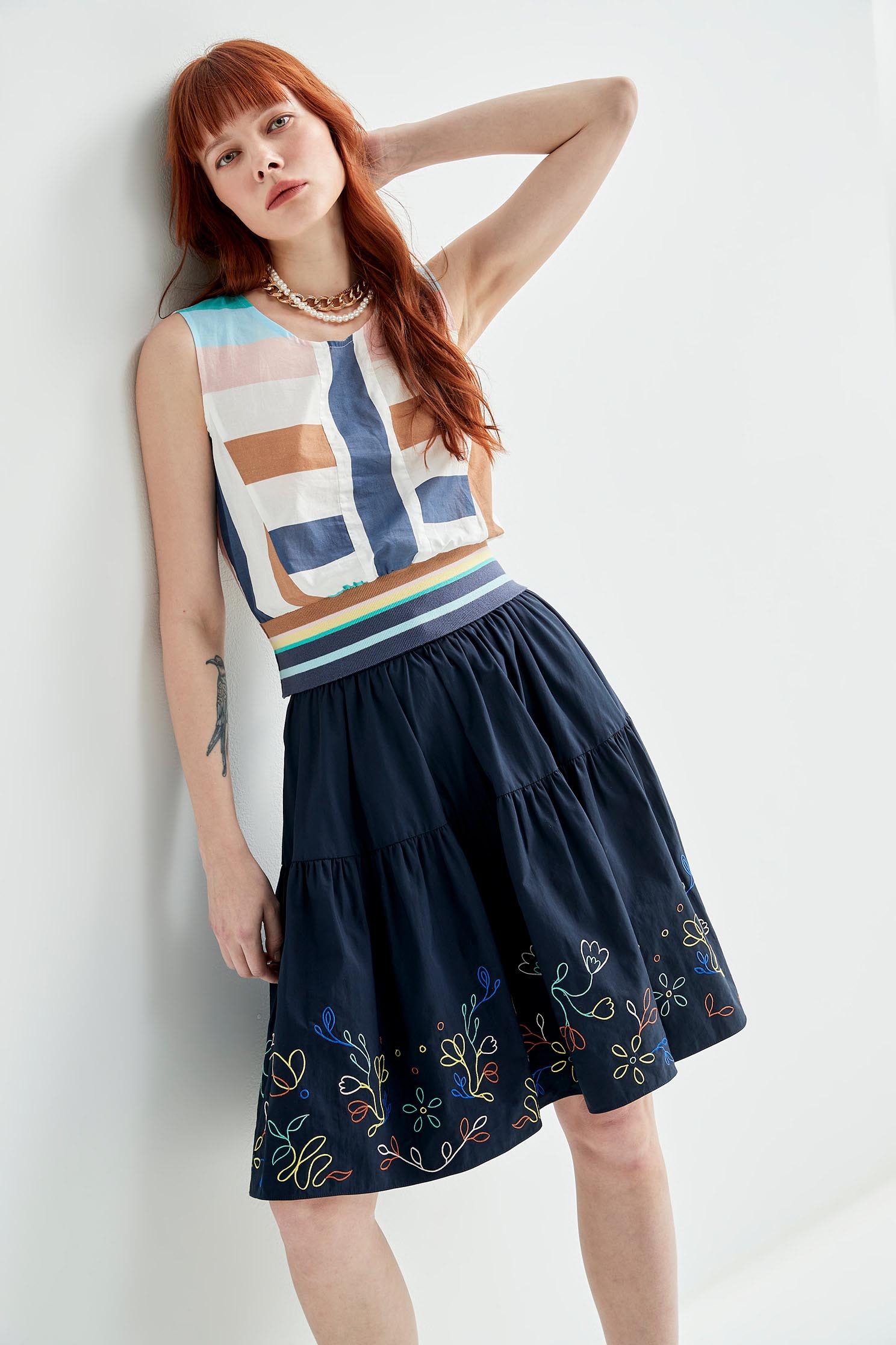 Colour Block Wide Stripe Printed VestSleeveless top with colorful stripes,sleeveless tops,Tops,Season (SS) Look,sleeveless tops,sleeveless tops