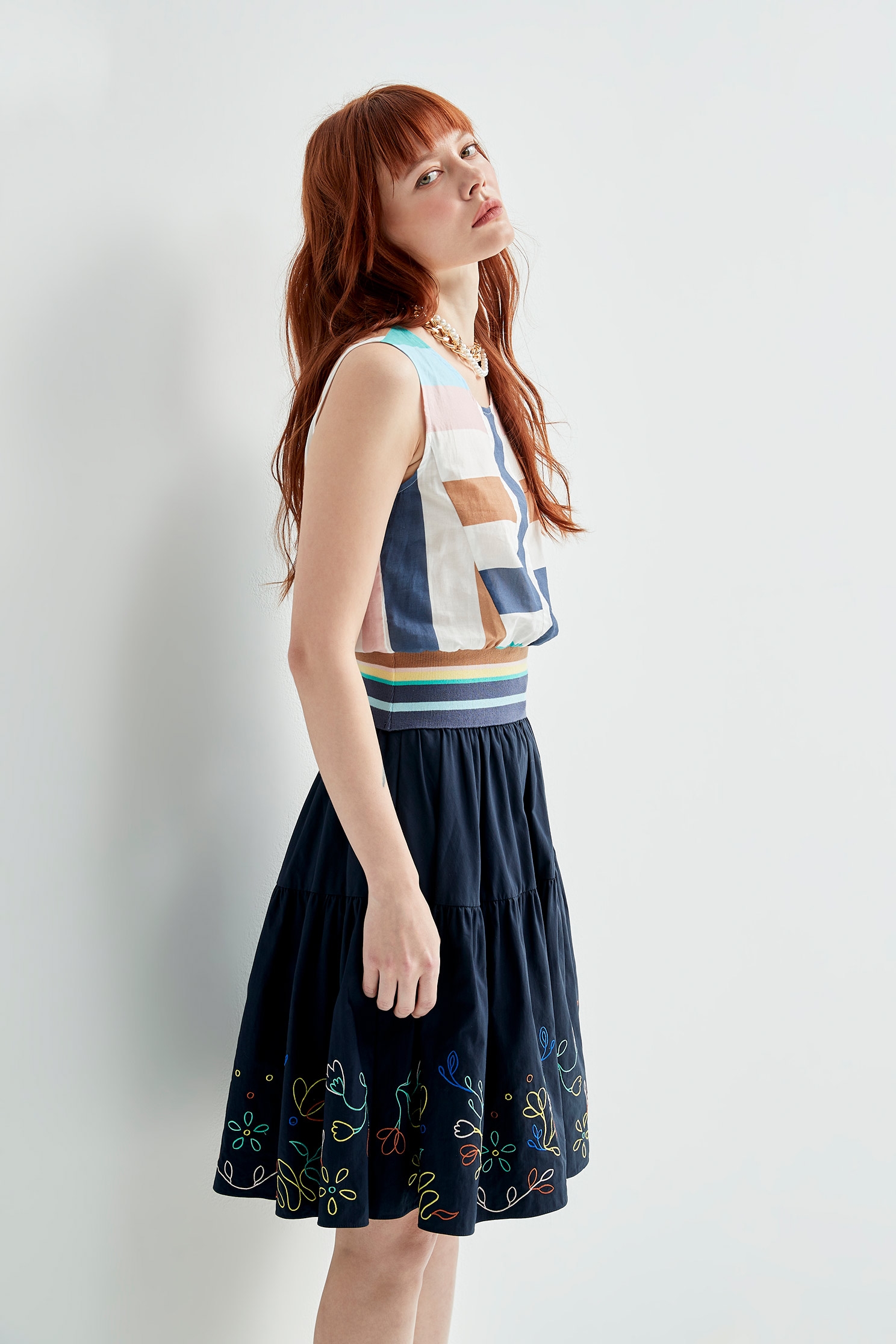 Colour Block Wide Stripe Printed VestSleeveless top with colorful stripes,sleeveless tops,Tops,Season (SS) Look,sleeveless tops,sleeveless tops