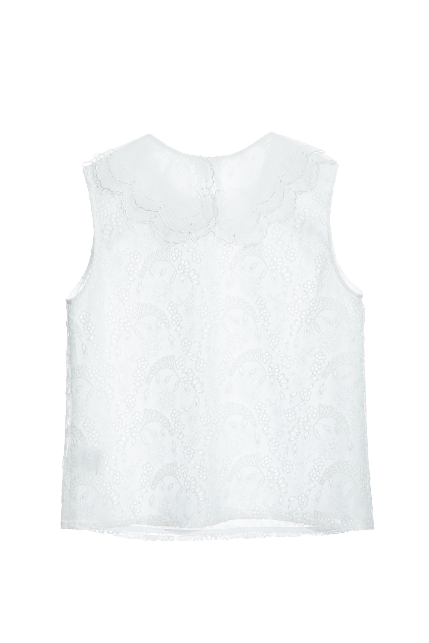 Embroidered Floral Lace White VestTop with willow floral embroidery,sleeveless tops,Tops,Embroidered,Season (SS) Look,sleeveless tops,Embroidered tops,sleeveless tops,Chiffon