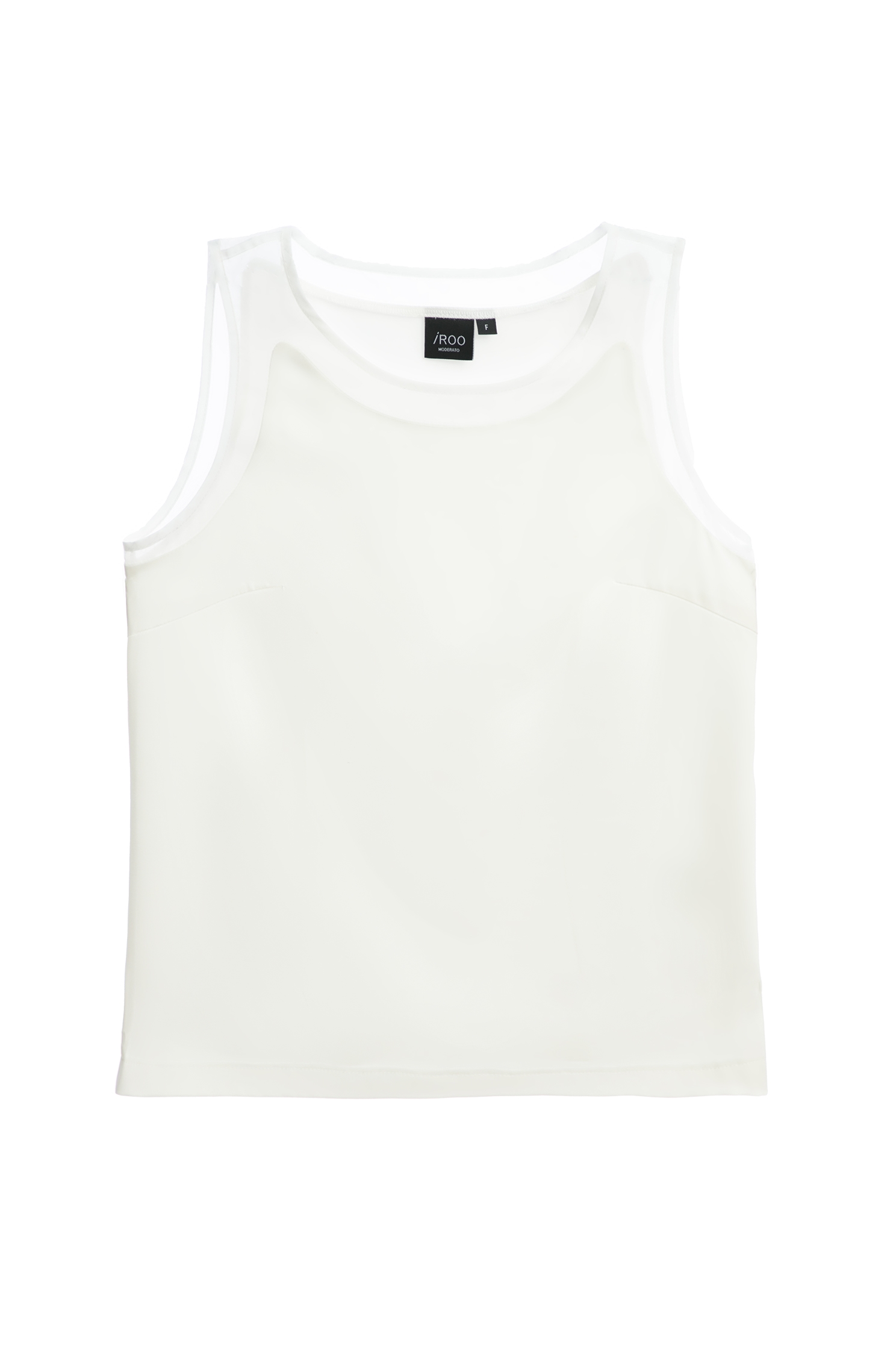 Cream Tank top With Translucent Trim DetailCream Tank top With Translucent Trim Detail,sleeveless tops,Tops,Season (SS) Look,sleeveless tops