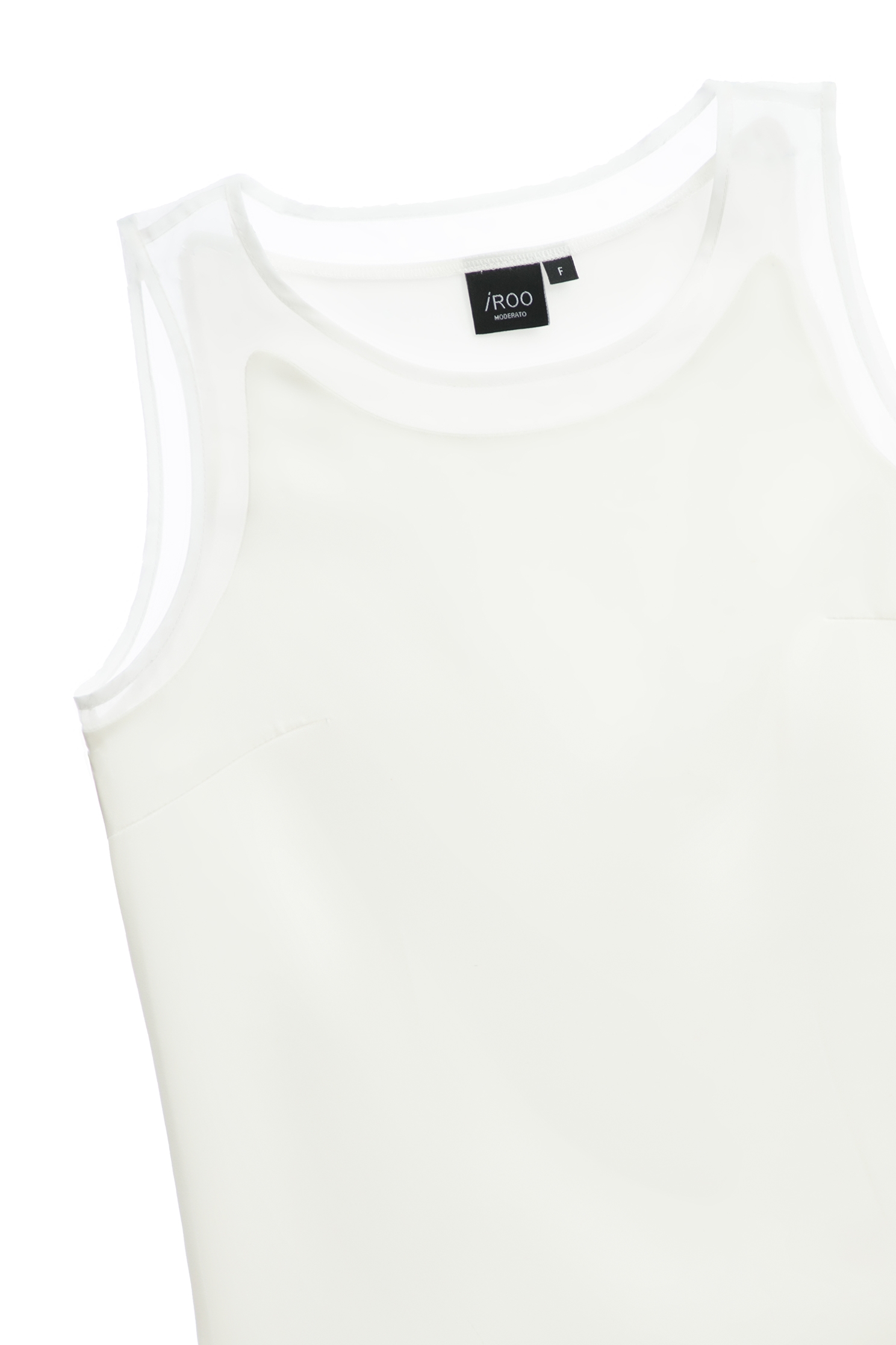 Cream Tank top With Translucent Trim DetailCream Tank top With Translucent Trim Detail,sleeveless tops,Tops,Season (SS) Look,sleeveless tops