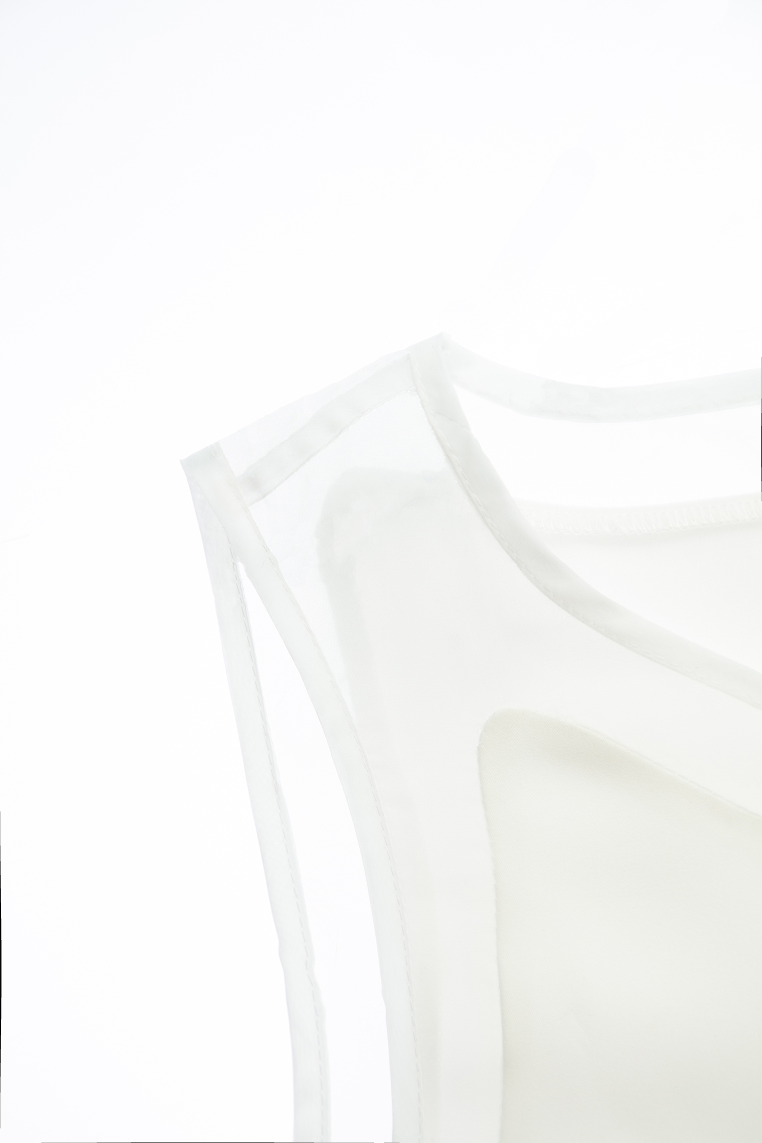 Cream Tank top With Translucent Trim DetailCream Tank top With Translucent Trim Detail,sleeveless tops,Tops,Season (SS) Look,sleeveless tops