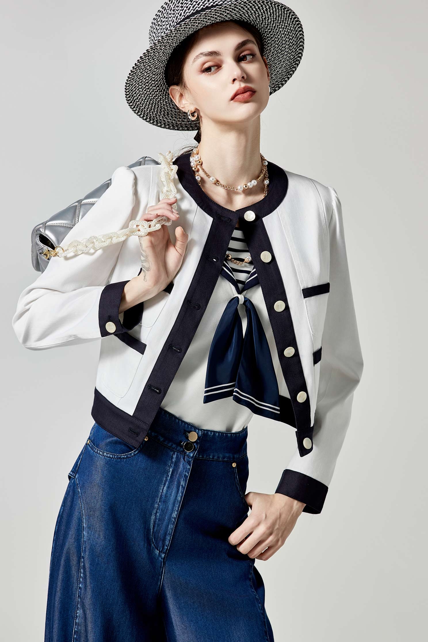 Contrast Sailor Collar Cap Sleeve TopContrast Sailor Collar Cap Sleeve Top,sleeveless tops,Tops,Season (SS) Look,Stripe