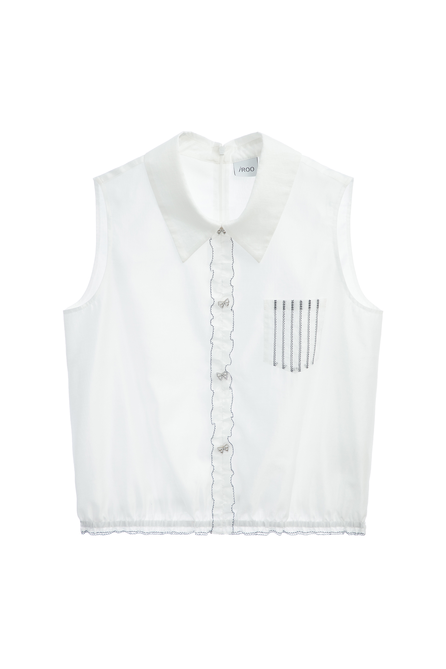 Button Front Vest With Contrast Trim DetailButton Front Vest With Contrast Trim Detail,sleeveless tops,Tops,Embroidered,Season (SS) Look,sleeveless tops,pearl,sleeveless tops,bows