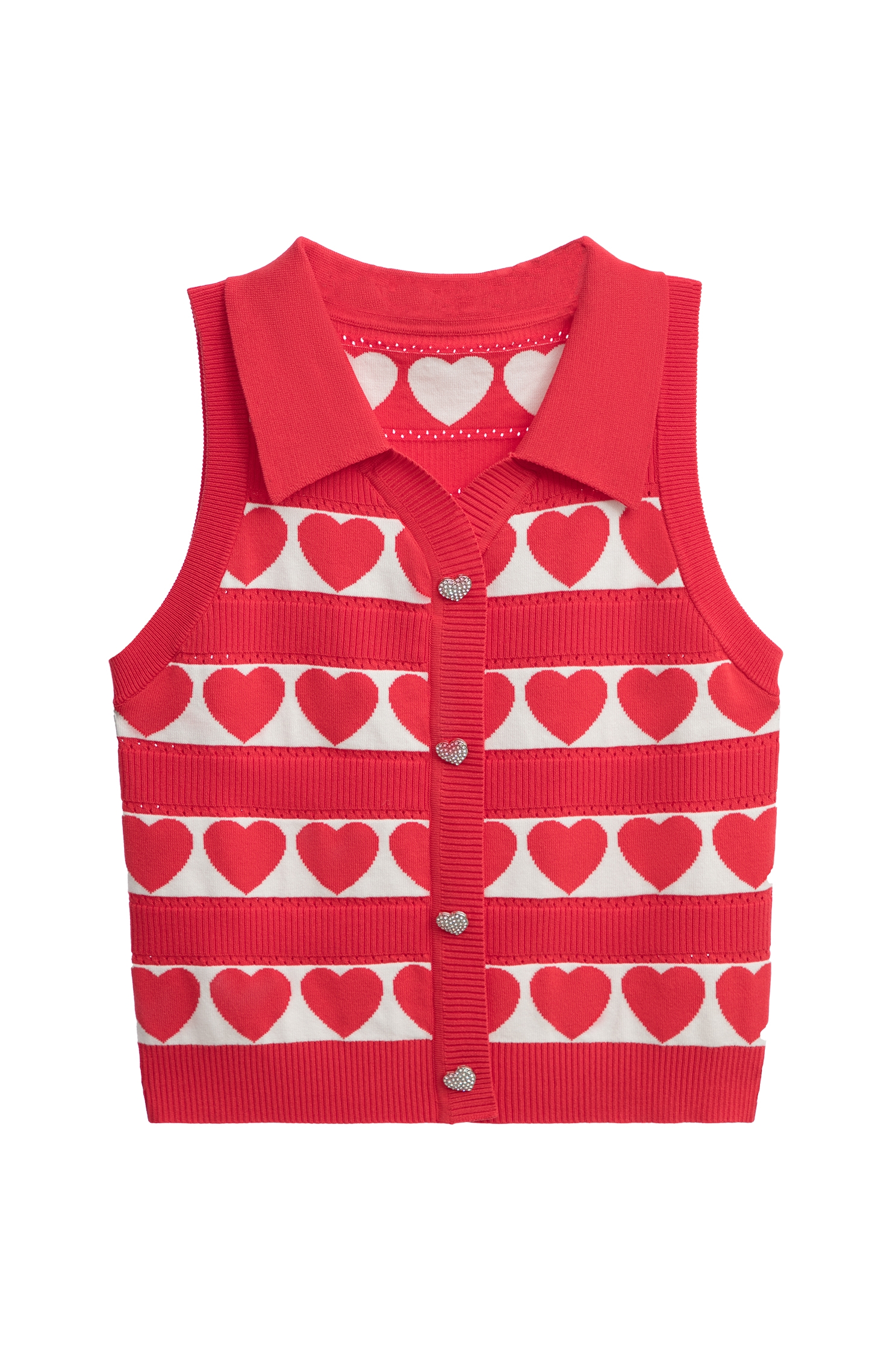 Classic Collar Chilli Red Heart Pattern Knit VestClassic Collar Chilli Red Heart Pattern Knit Vest,sleeveless tops,Season (SS) Look,sleeveless tops,Knitted,Knitted tops