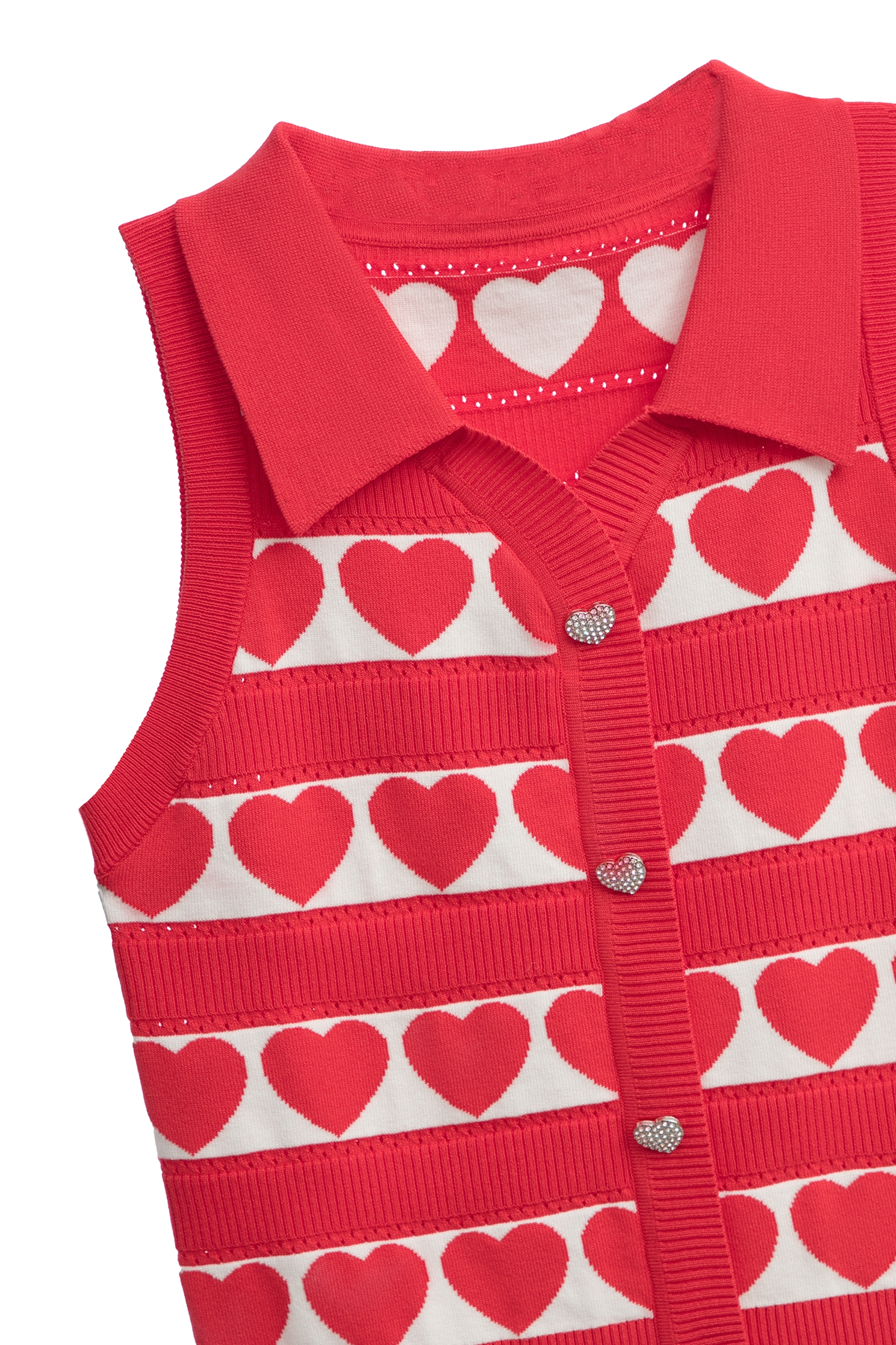 Classic Collar Chilli Red Heart Pattern Knit VestClassic Collar Chilli Red Heart Pattern Knit Vest,sleeveless tops,Season (SS) Look,sleeveless tops,Knitted,Knitted tops