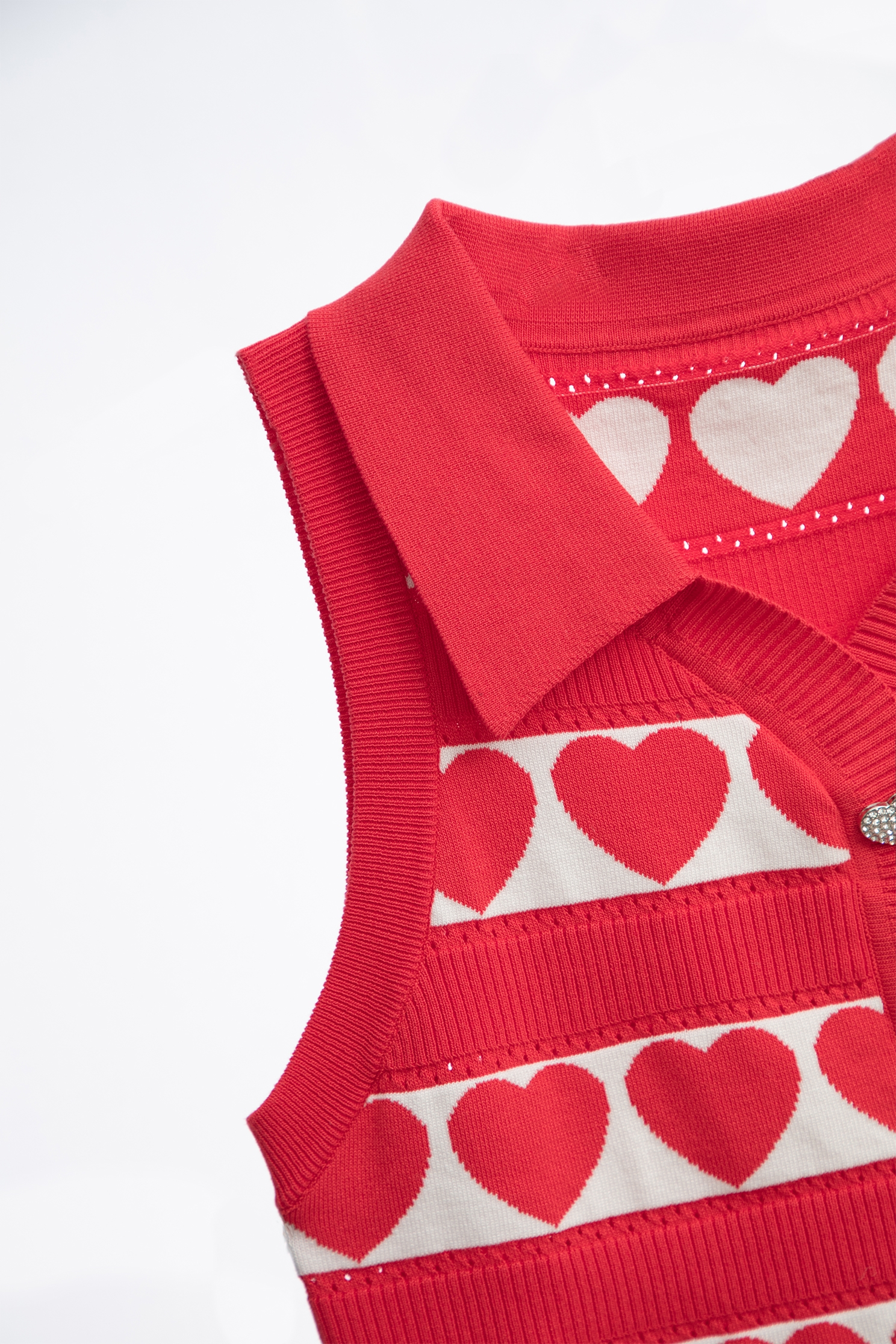 Classic Collar Chilli Red Heart Pattern Knit VestClassic Collar Chilli Red Heart Pattern Knit Vest,sleeveless tops,Season (SS) Look,sleeveless tops,Knitted,Knitted tops