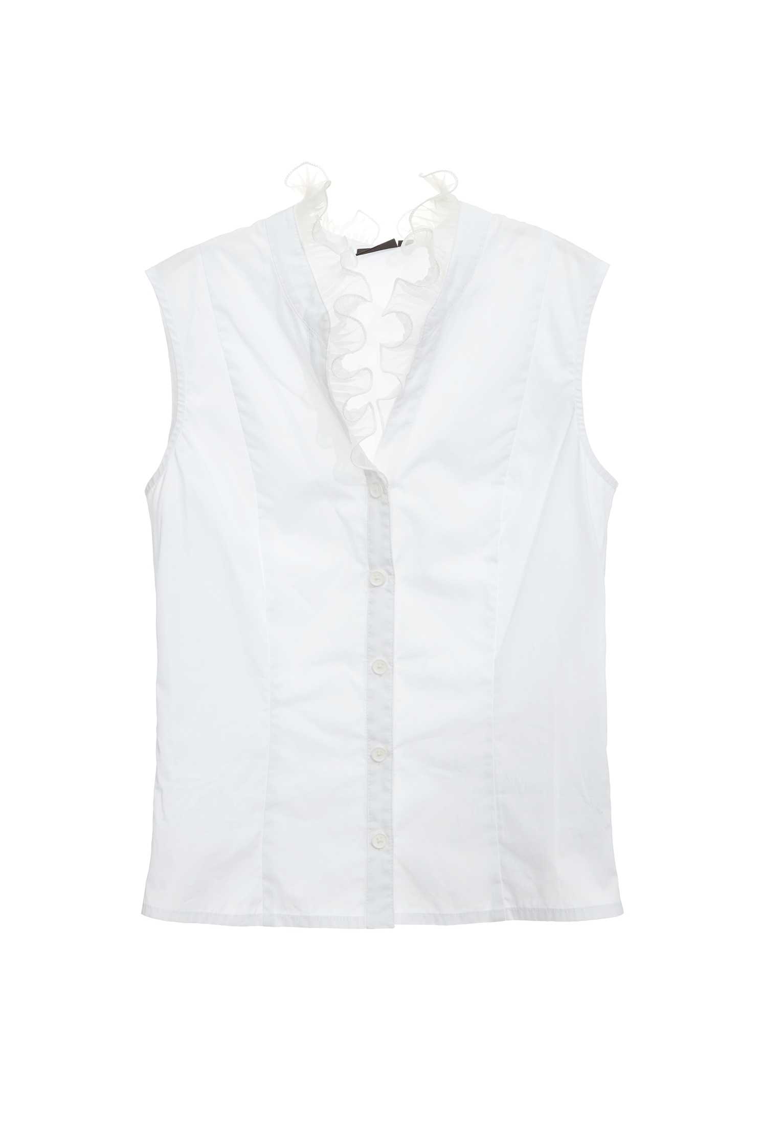 Organza Ruffle Detail VestOrganza Ruffle Detail Vest,sleeveless tops,Season (SS) Look,sleeveless tops,Blouses