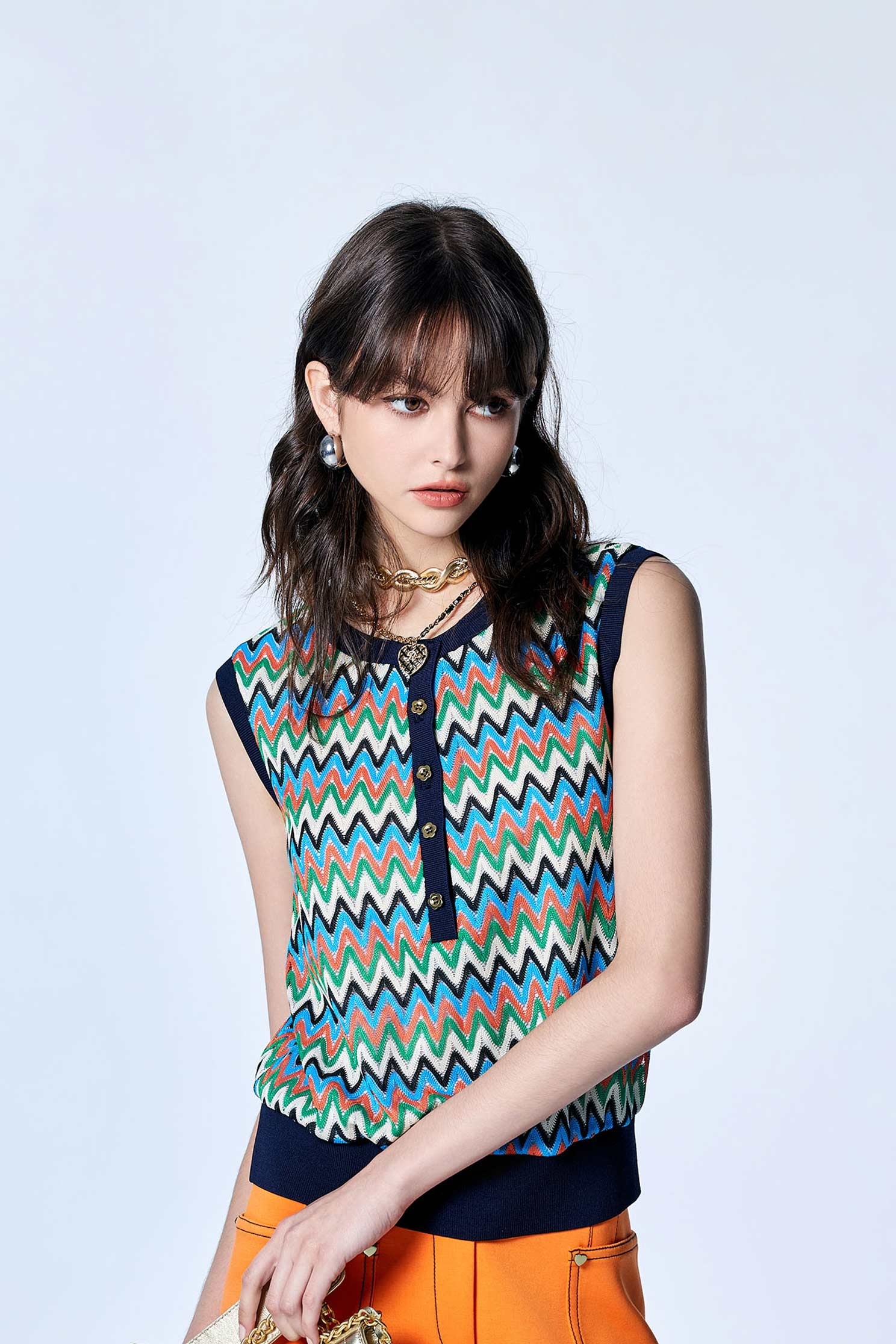 Multi Wavy Stripe VestMulti Wavy Stripe Vest,sleeveless tops,Tops,Season (SS) Look,sleeveless tops,sleeveless tops,Lace