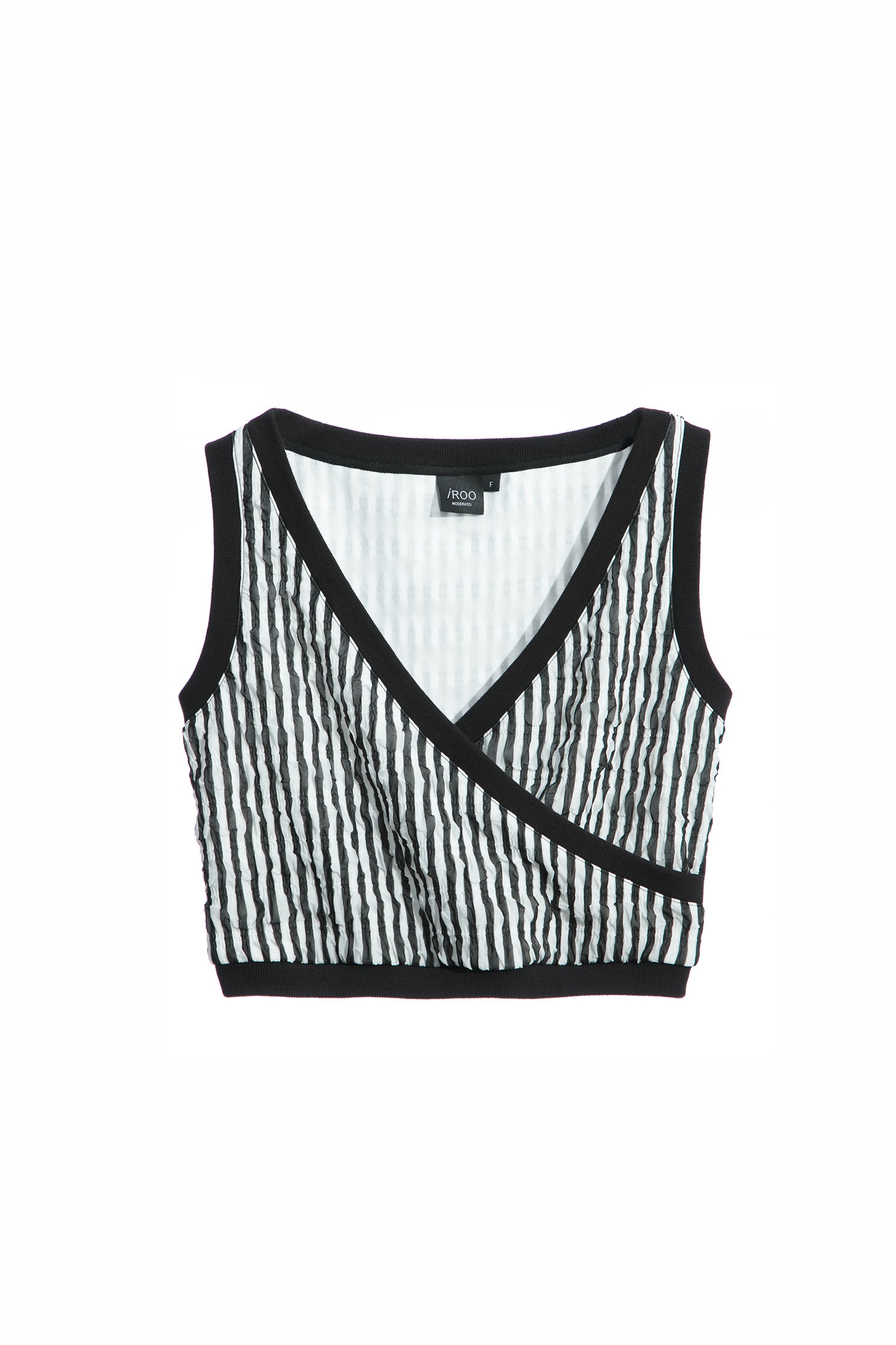 Front Wrap Black Stripe Crop VestFront Wrap Black Stripe Crop Vest,sleeveless tops,Tops,Season (SS) Look,Stripe,sleeveless tops,sleeveless tops,upperclass