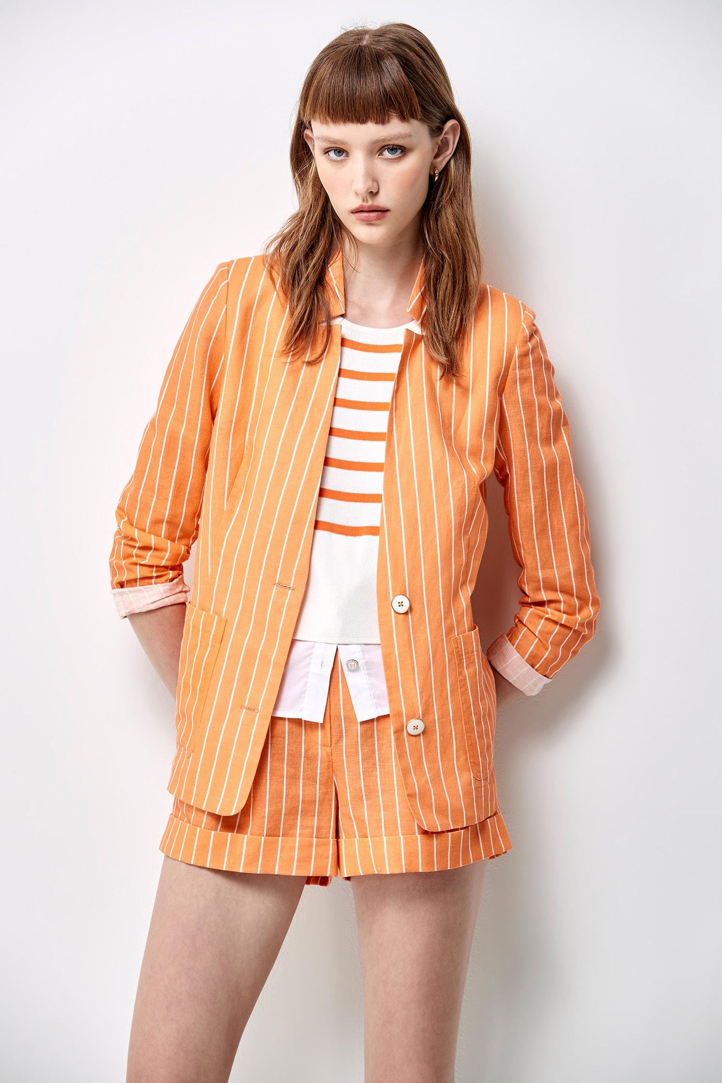 Orange Stripe Contrast Knit VestOrange Stripe Contrast Knit Vest,Tops,Season (SS) Look,sleeveless tops,sleeveless tops,Blouses,Knitted,Knitted tops,Knitted tops